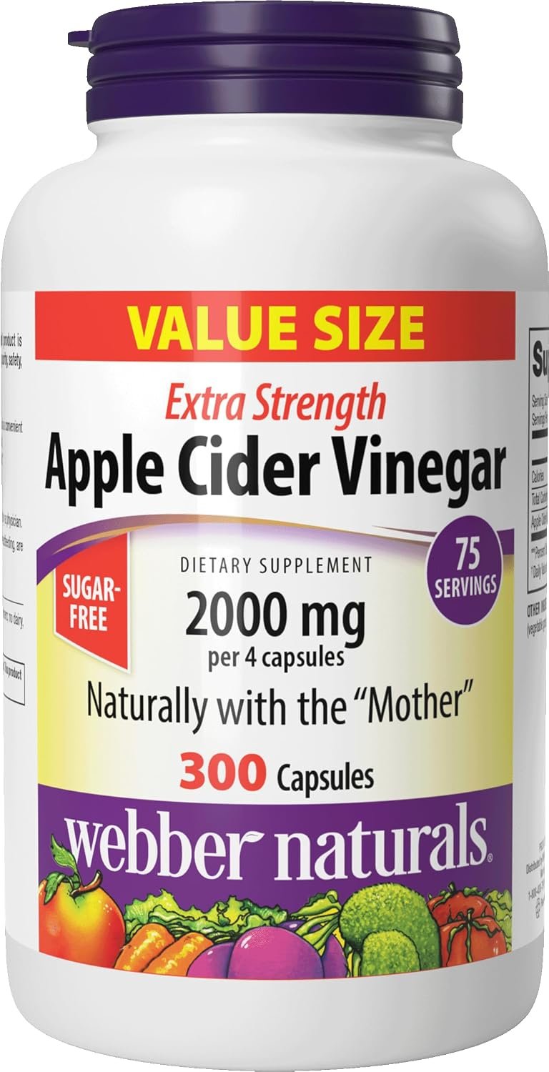 Webber Naturals Apple Cider Vinegar Capsules 2000mg, 300 Capsules