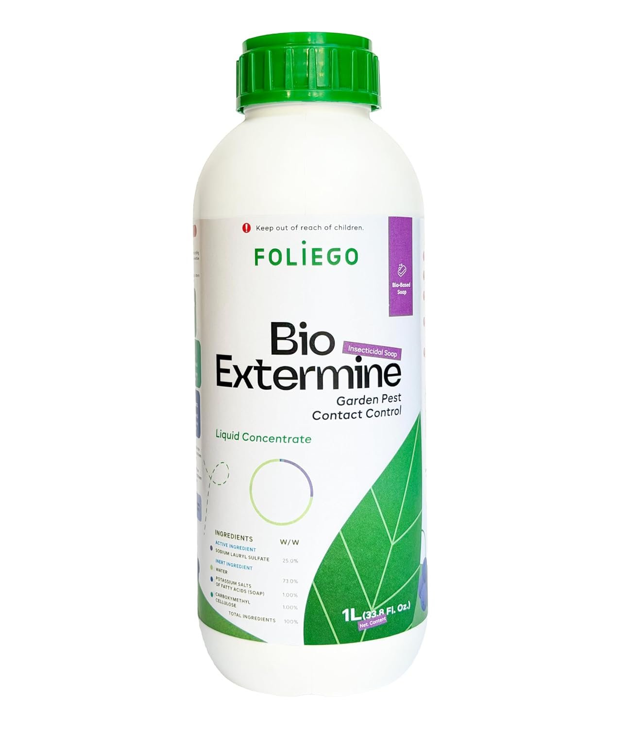 Insecticidal Soap Bioextermine, 33.8 oz Concentrate – Makes up to 130 gallons, Multipurpose Insecticide, Fungicide & Miticide for Organic Gardening