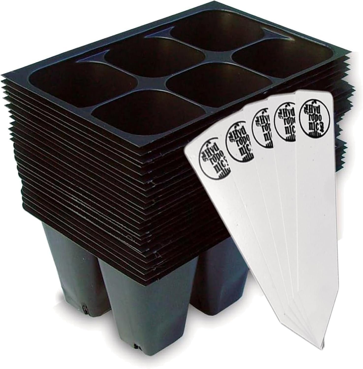 Seed Starter Trays, 144 Cells (24 Trays – 6 Cells Per Tray) + Plant Stakes
