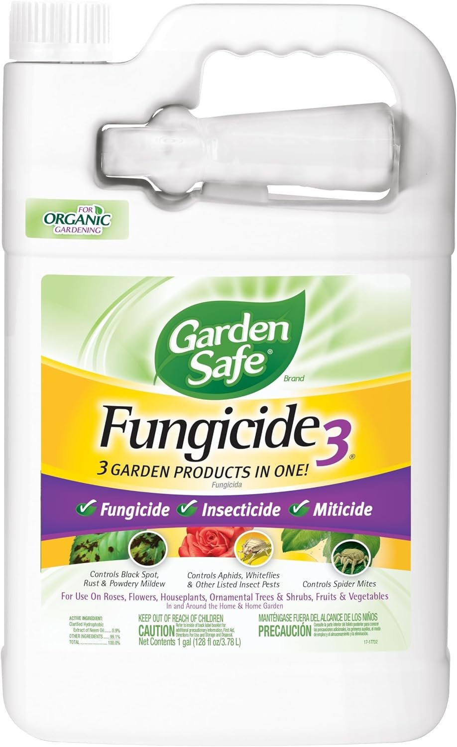Garden Safe Brand Fungicide3 with Neem Oil, for Organic Gardening, 1 Gal
