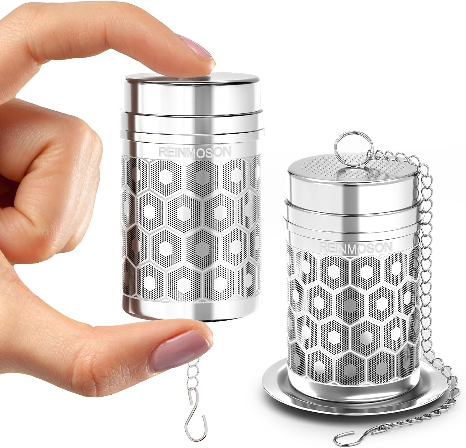 2 Pack Reinmoson Mini Stainless Steel Tea Strainer for Loose Tea 1.2”x2.2”