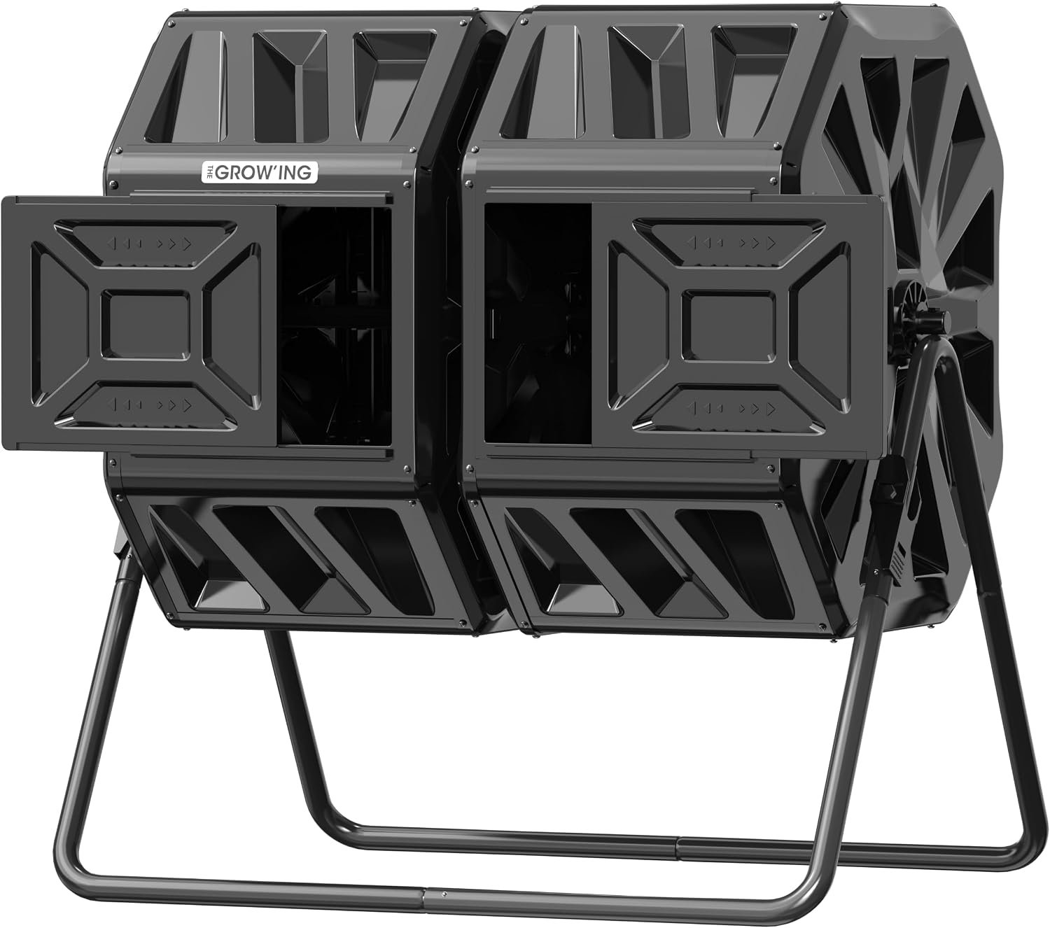 THE Growing 53 Gallon Large Outdoor Compost Bin Tumbler Barrel, Black
