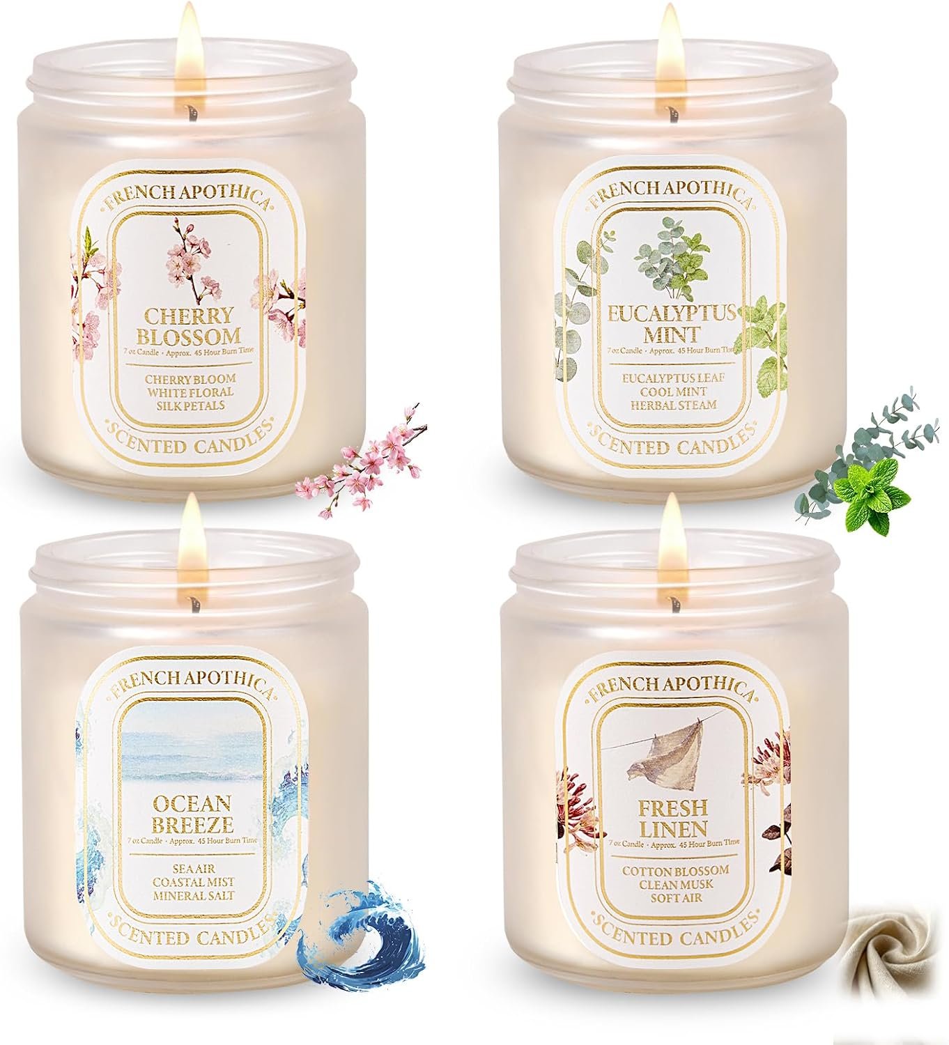4 Pack Scented Candles for Women: Natural Soy Candles for Home Scented