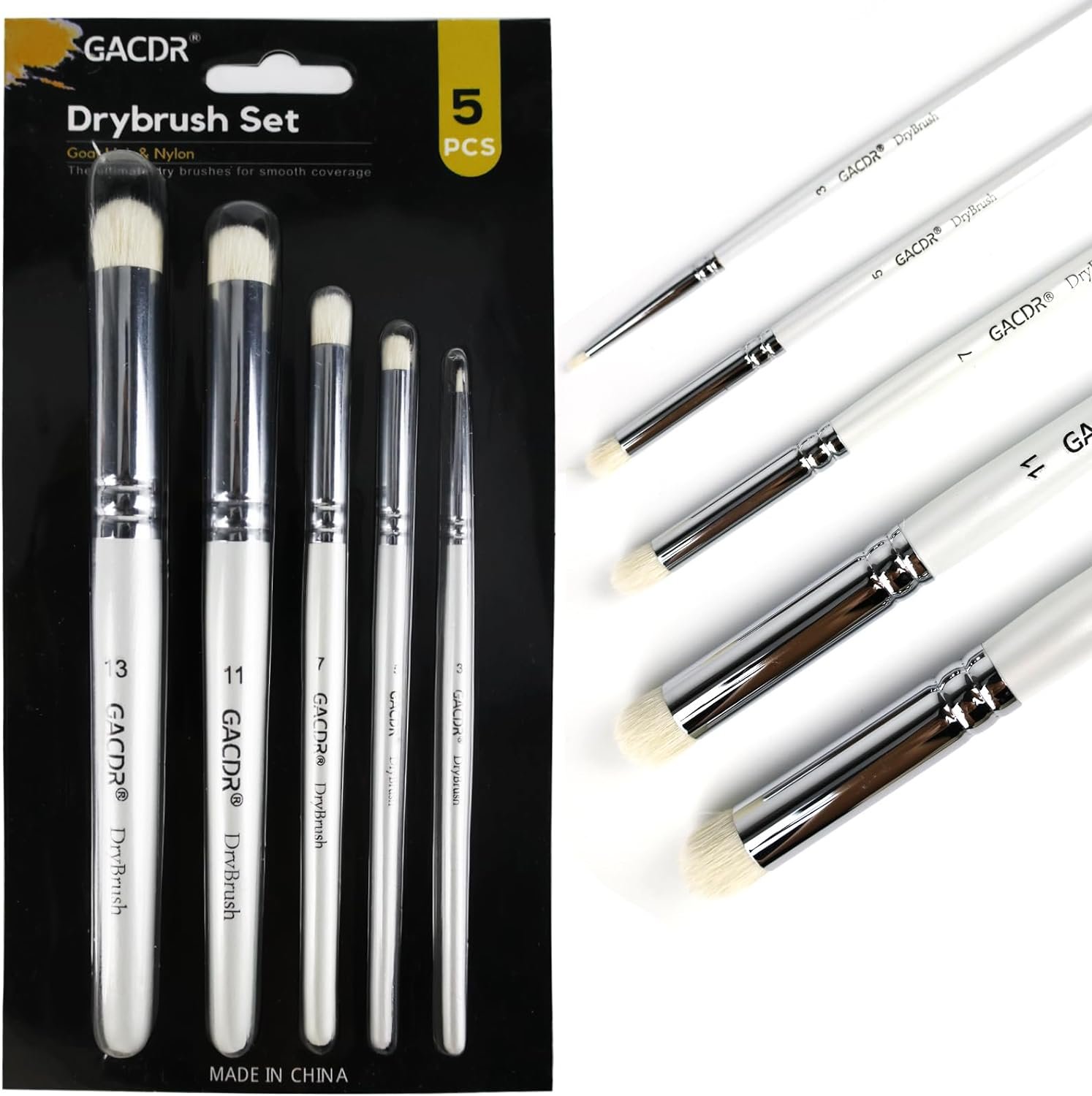 GACDR Dry Brush Miniature Painting, 5 Sizes Drybrush Set for Miniature 40k Citadel Model Paint,Hobby Detail Paint Brushes