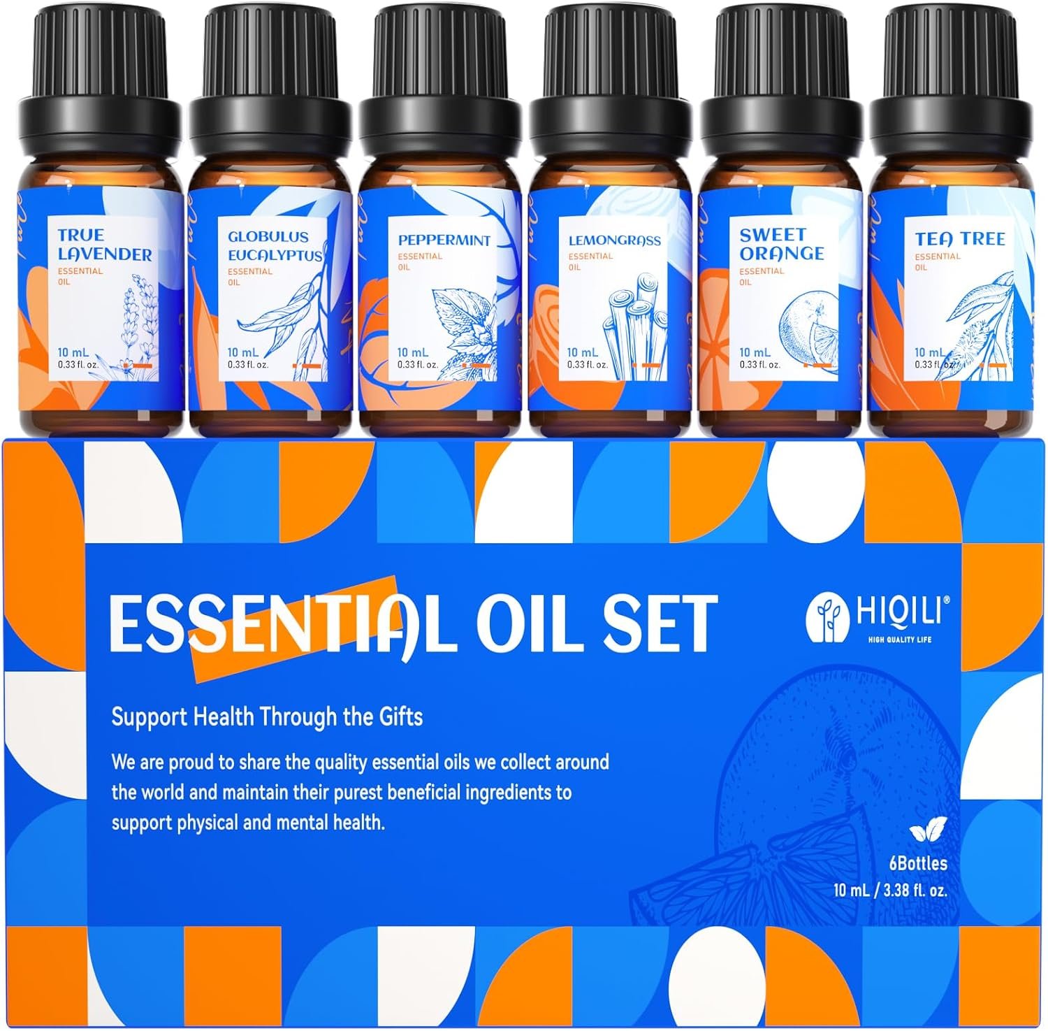 HIQILI Essential Oils for Diffusers for Home, Top 6 Gift Essential Oil Set