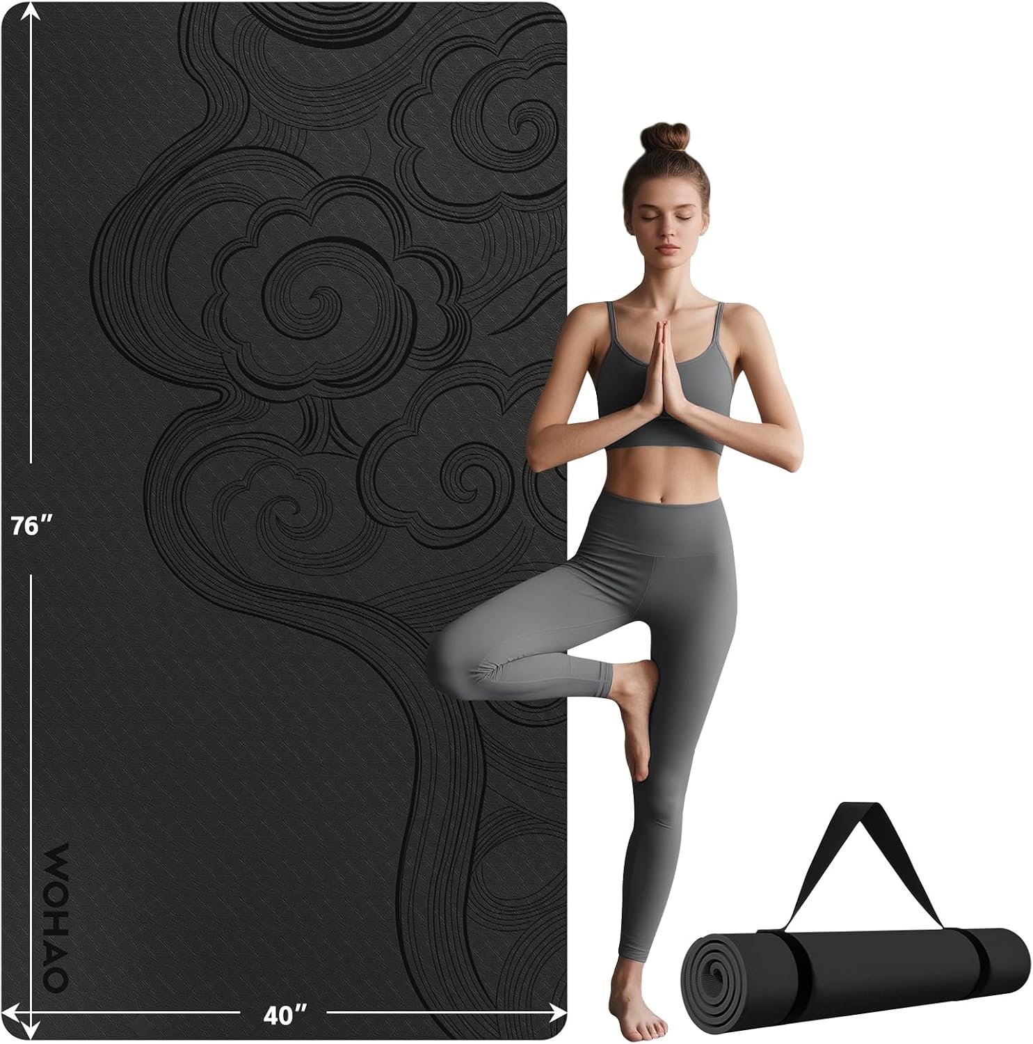 Large 76″x40″x0.4″ Yoga Mat