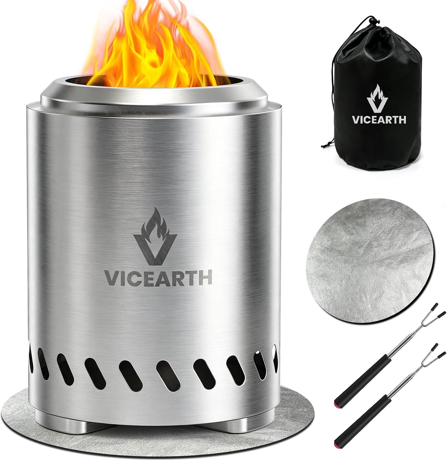 Tabletop Fire Pit Outdoor, Portable Smokeless Mini Firepit, 9.7 × 7.1”