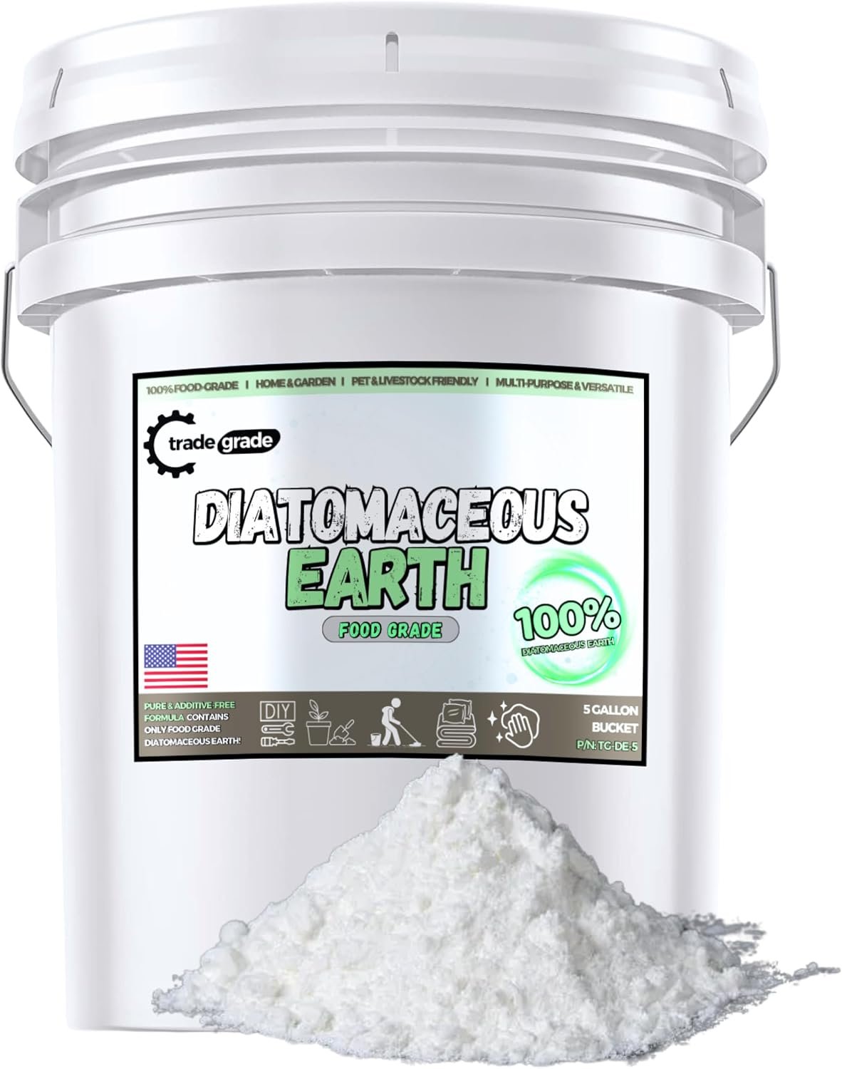 Diatomaceous Earth Powder for Plants, Home, and Pets – 5 Gallon Bucket | Multi-Purpose Diatomaceous Earth for Gardening, Soil Improvement, and Indoor Use