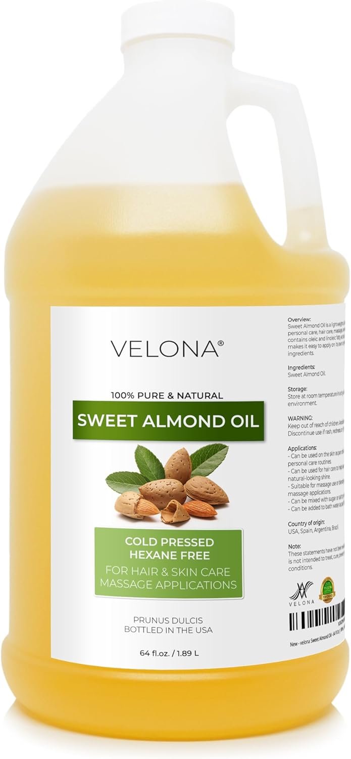 velona Sweet Almond Oil – 64 fl oz, Cold Pressed
