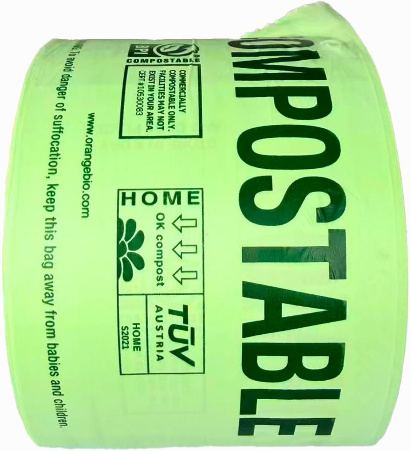 OrangeBio Compostable Produce Bags, 15″ x 18″, 1 Roll x 250