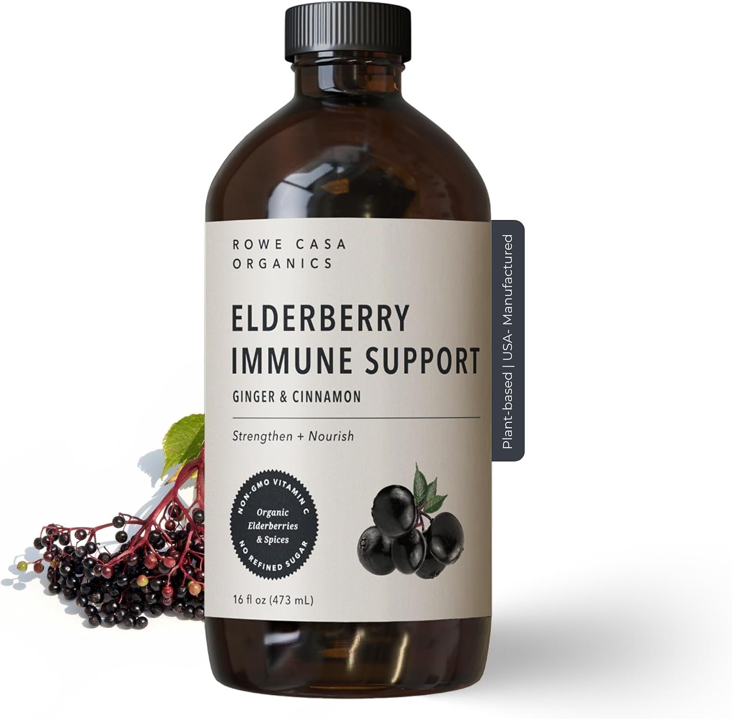 Rowe Casa Organics Elderberry with Antioxidants, Zinc, Vitamin C, 16 Fl Oz