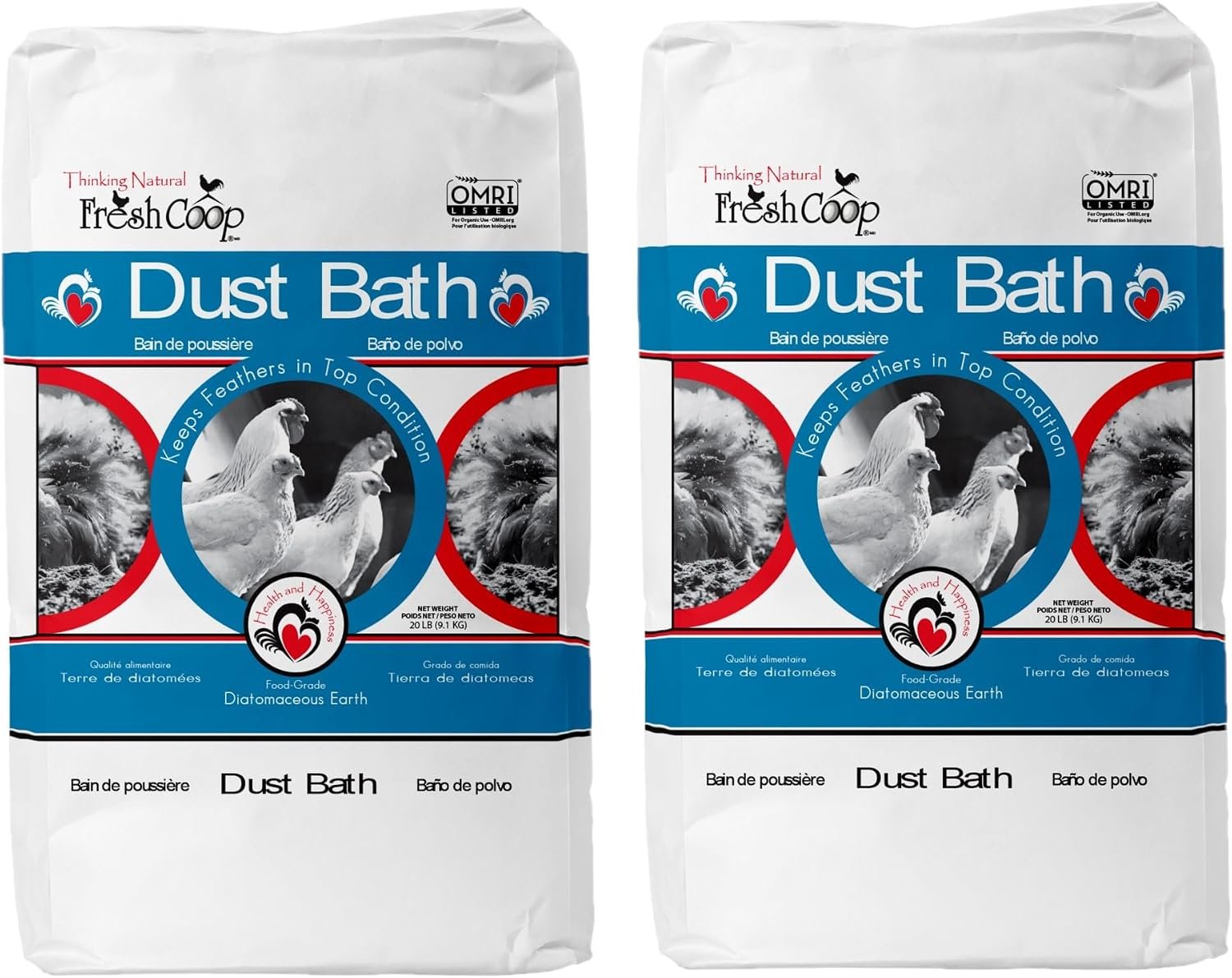 Progressive Planet Fresh Coop Dust Bath, 20lbs (Pack of 2) – Food-Grade Diatomaceous Earth & Calcium Montmorillonite Clay – Supports Healthy Feathers, Reduces Boredom & Encourages Dust Bathing