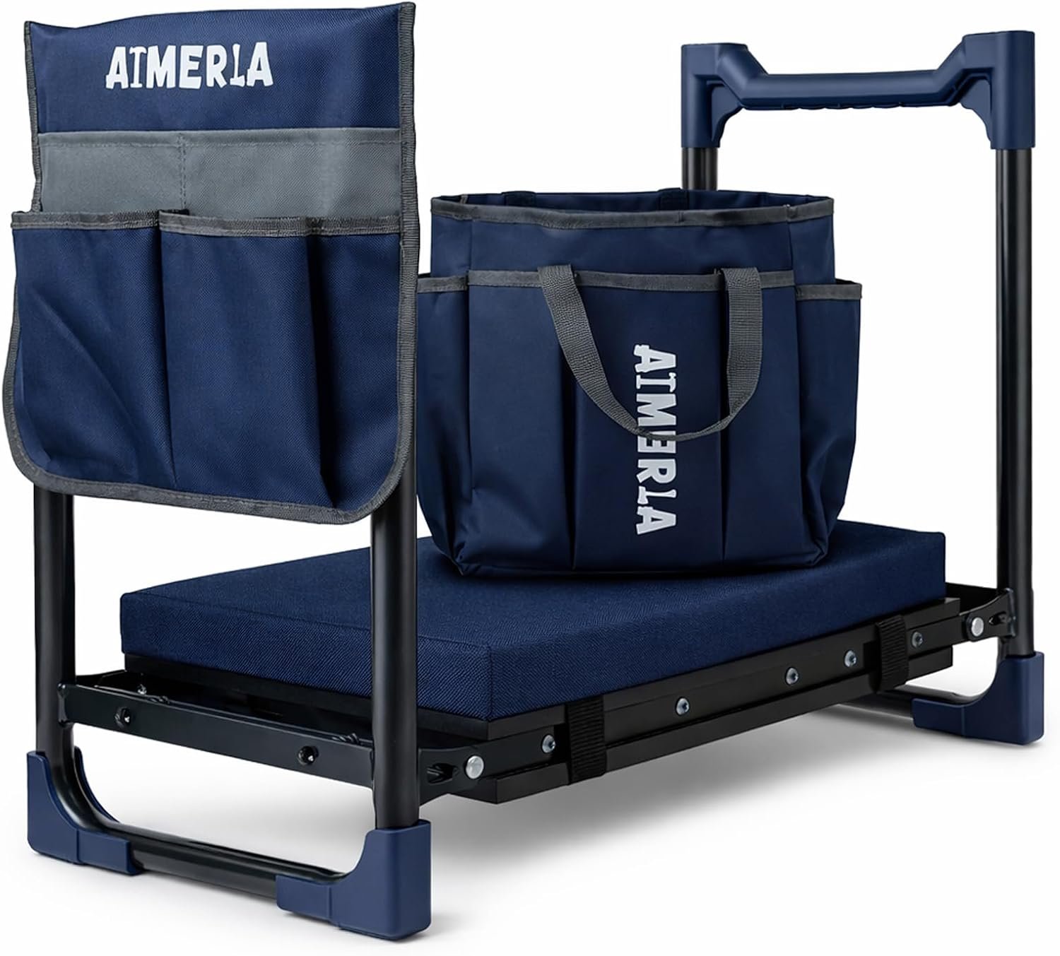 Aimerla K7 Foldable Garden Kneeler Seat, Upgraded Anti-Slip Base, 350LBS Capacity, 10.2″ Wide EVA Pad & Detachable Cloud Cushion, 2-in-1 Kneeler Bench for Seniors, Gardening Gifts for Parents