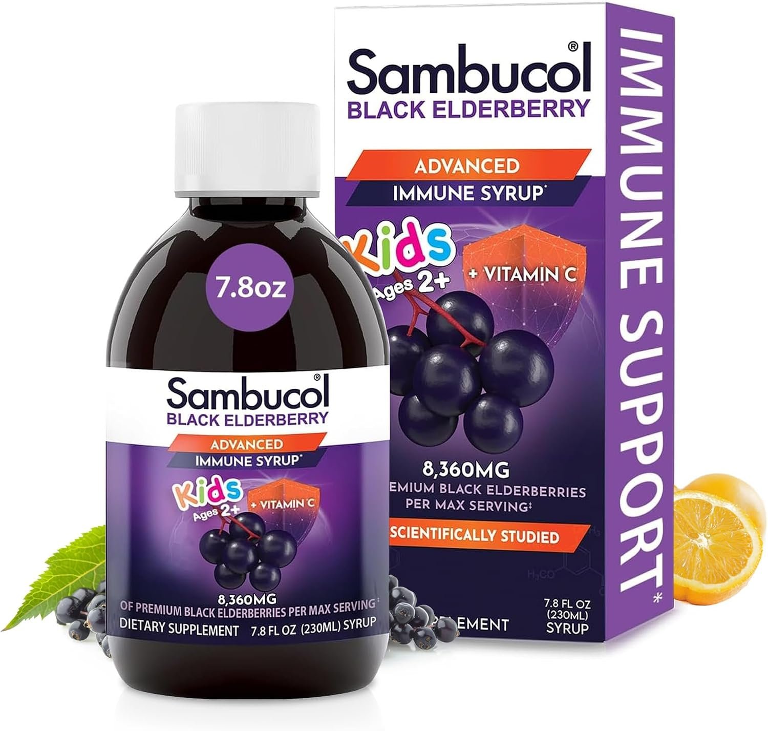 Sambucol Black Elderberry Syrup for Kids – High Antioxidant – 7.8 Fl Oz