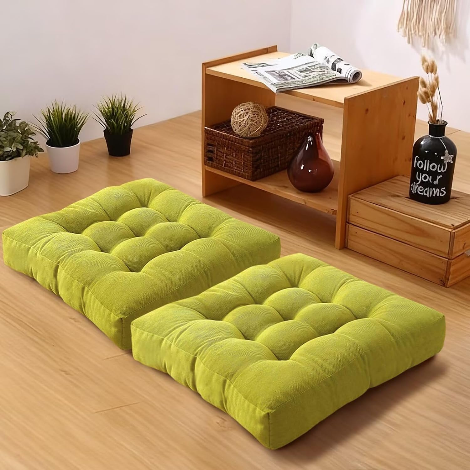 Meditation Floor Pillow, 2 Pcs Square Large Seat Pillows for Adults