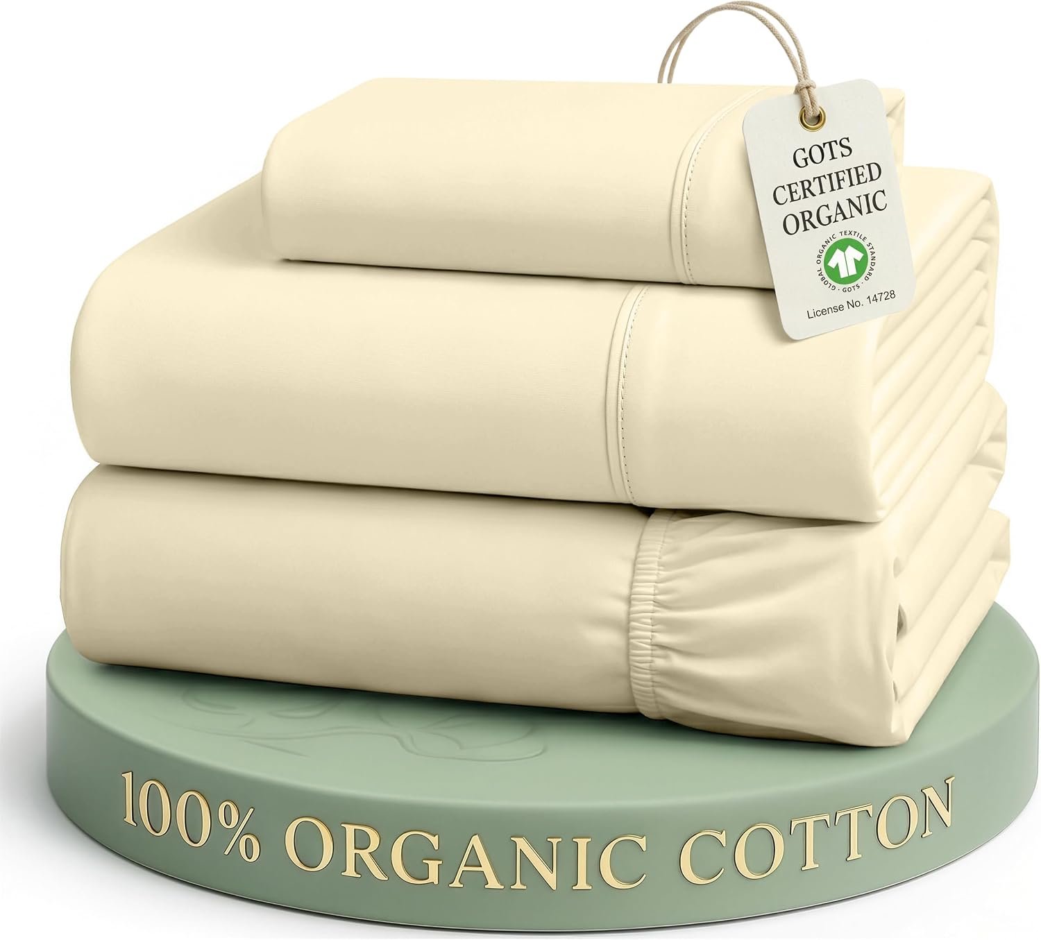 LANE LINEN Twin XL Bed Sheets 100% Organic Cotton 3pc Percale – Natural