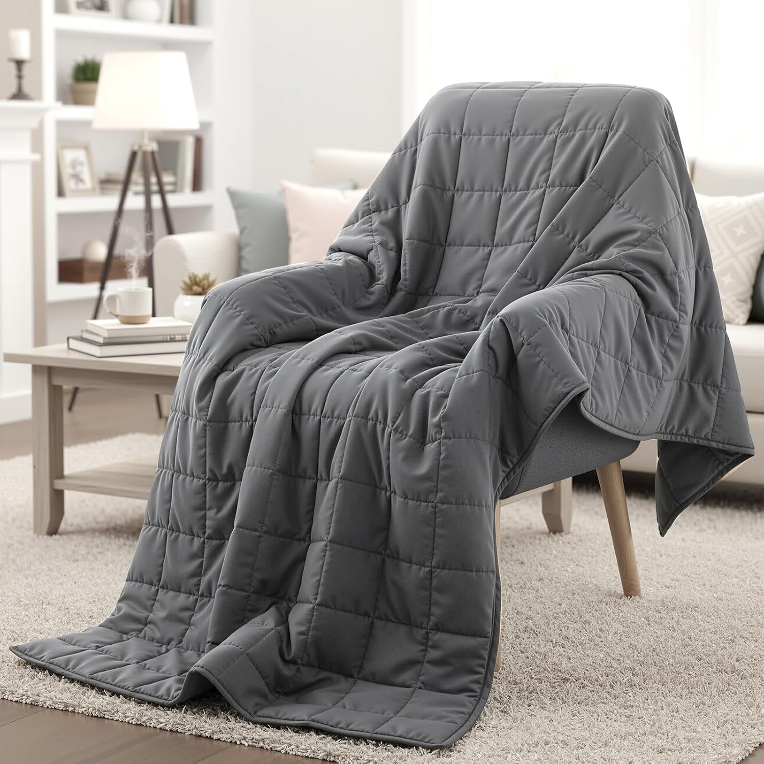 Weighted Blanket 15 lb, 60″ x 80″ Twin Size Cooling Cotton Machine Washable