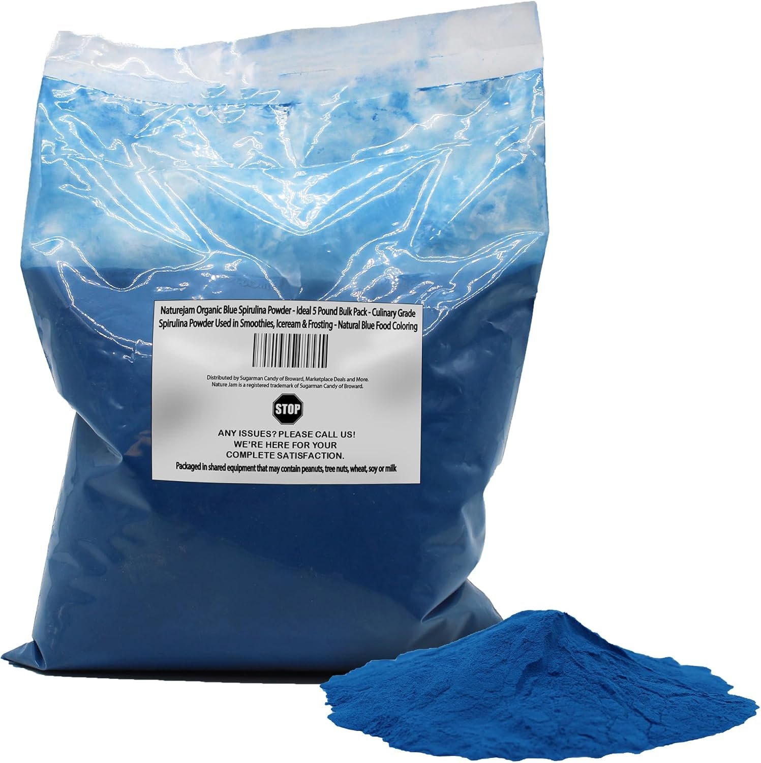 Naturejam Organic Blue Spirulina Powder – Ideal 5 Pound Bulk Pack – Culinary Grade Spirulina Powder Used in Smoothies, Iceream & Frosting – Natural Blue Food Coloring