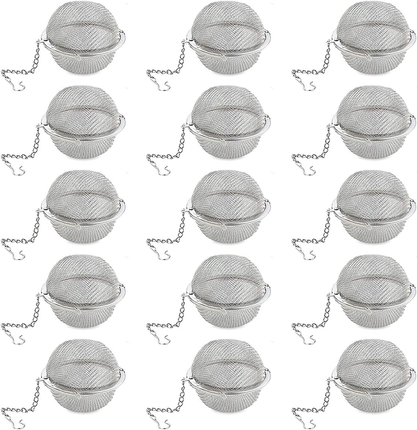 15Pcs Loose Leaf Tea Steeper, Stainless Steel Tea Ball Infusers for Loose