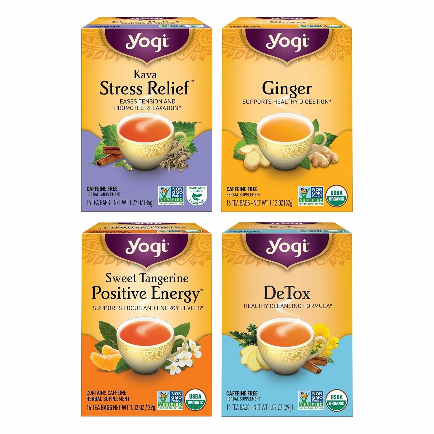 Yogi Well-Being Variety Pack, 16 Tea Bags (4 Pack)