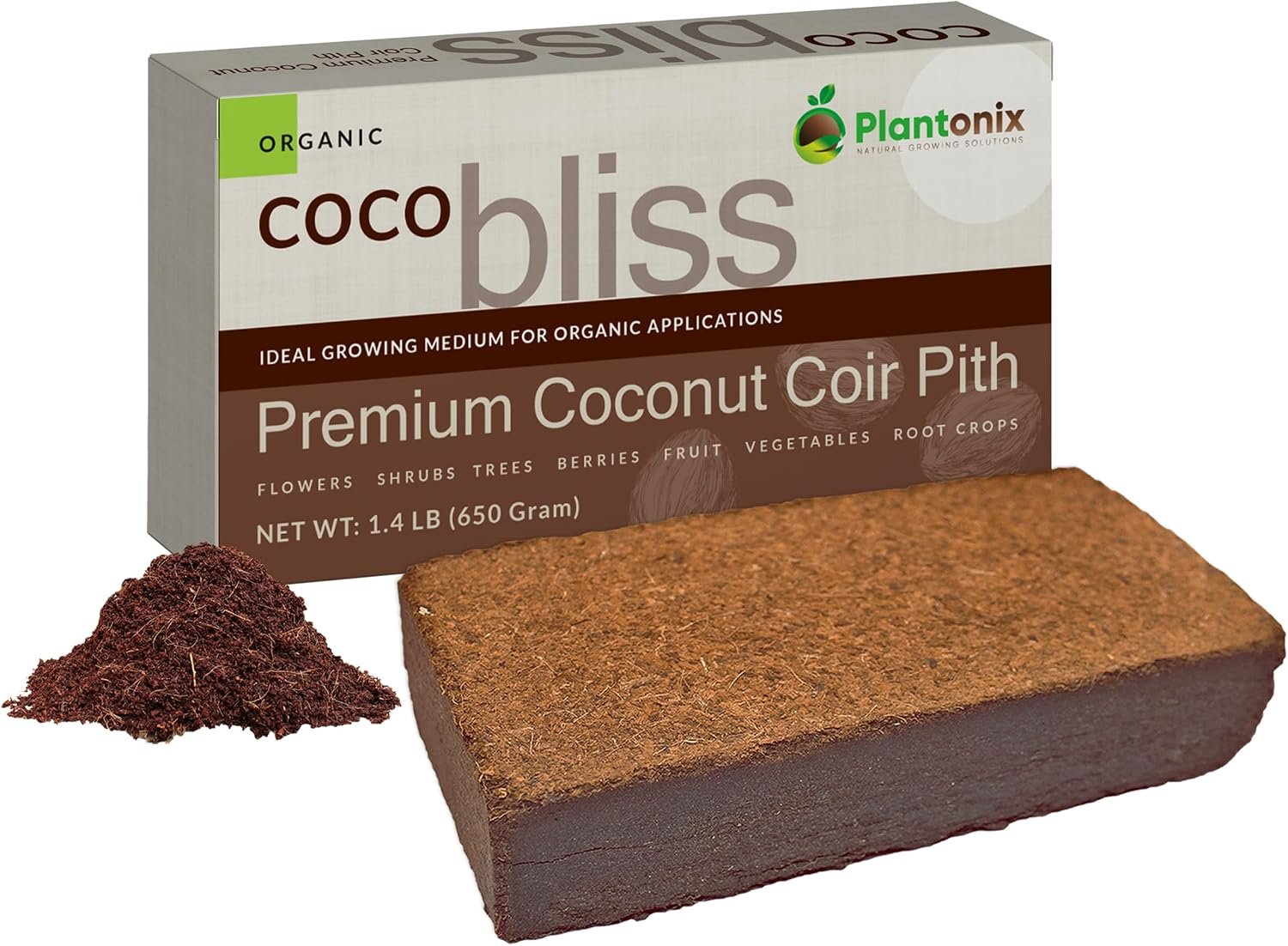 Coco Coir Brick (650gms) – Organic Coco Coir for Plants & Gardening – OMRI-Listed Cocopeat for Garden Soil, Seed Starter Soil, & Mulch – Coconut Coir Brick – Coconut Fiber Potting Mix