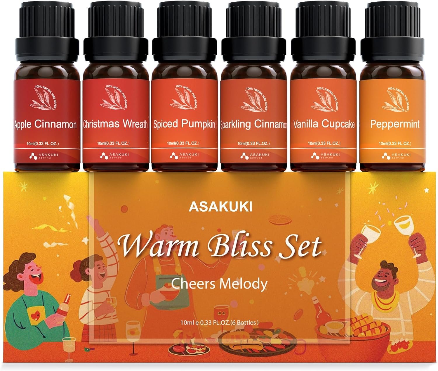 ASAKUKI Essential Oils Warm Bliss Set, Sweet Home Scents, 6 * 10ml