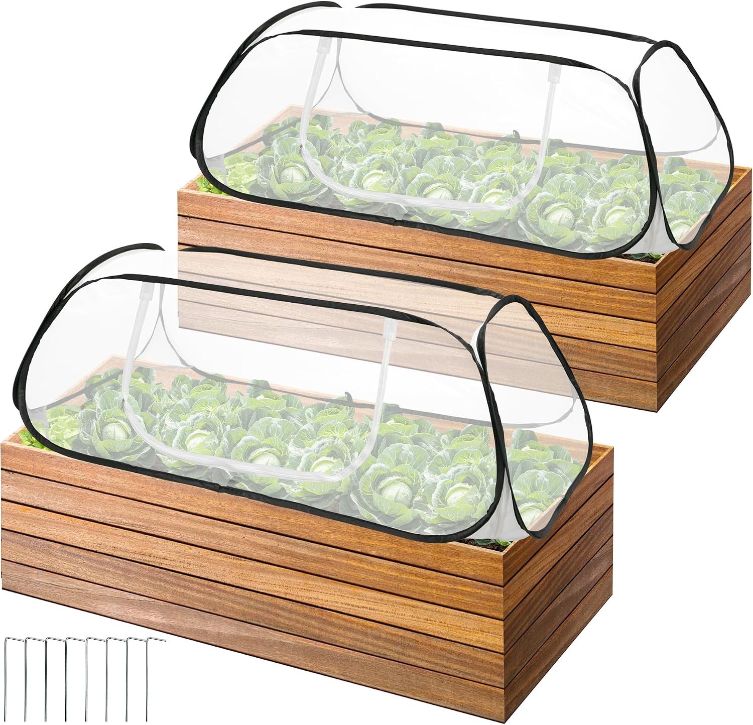 2 Pcs Pop Up Garden Rows Plant Cover,Raised Garden Beds Plants Protector