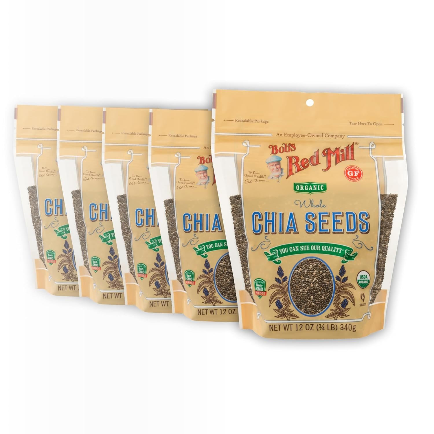 Bob’s Red Mill Organic Chia Seeds, 12oz (5 Count)