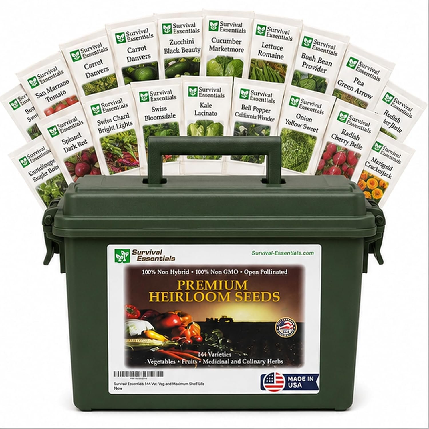Survival Essentials 144 Varieties Non-GMO Seed Vault for All USDA Zones