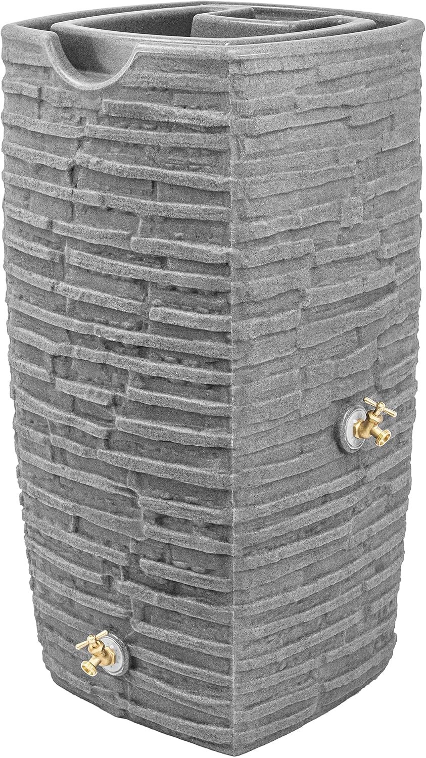 Good Ideas Impressions Riverwalk Rain Water Collection Barrel, 50 Gallon