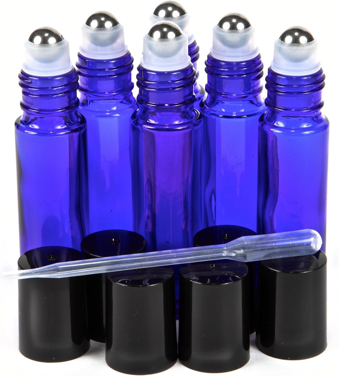 Vivaplex Cobalt Blue 10ml Roll-On Bottles with Stainless Steel Balls – 6 pk