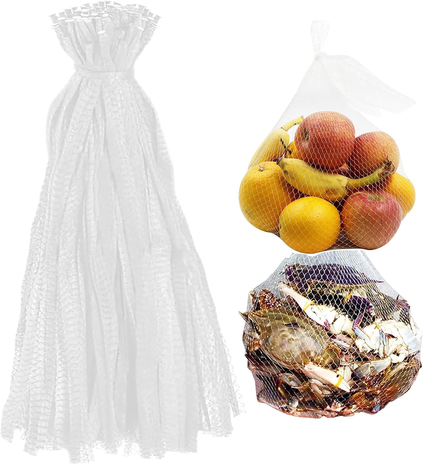 100Pcs 24”Mesh Produce Bags, White Onions,Seafood Bags,Crawfish Sacks