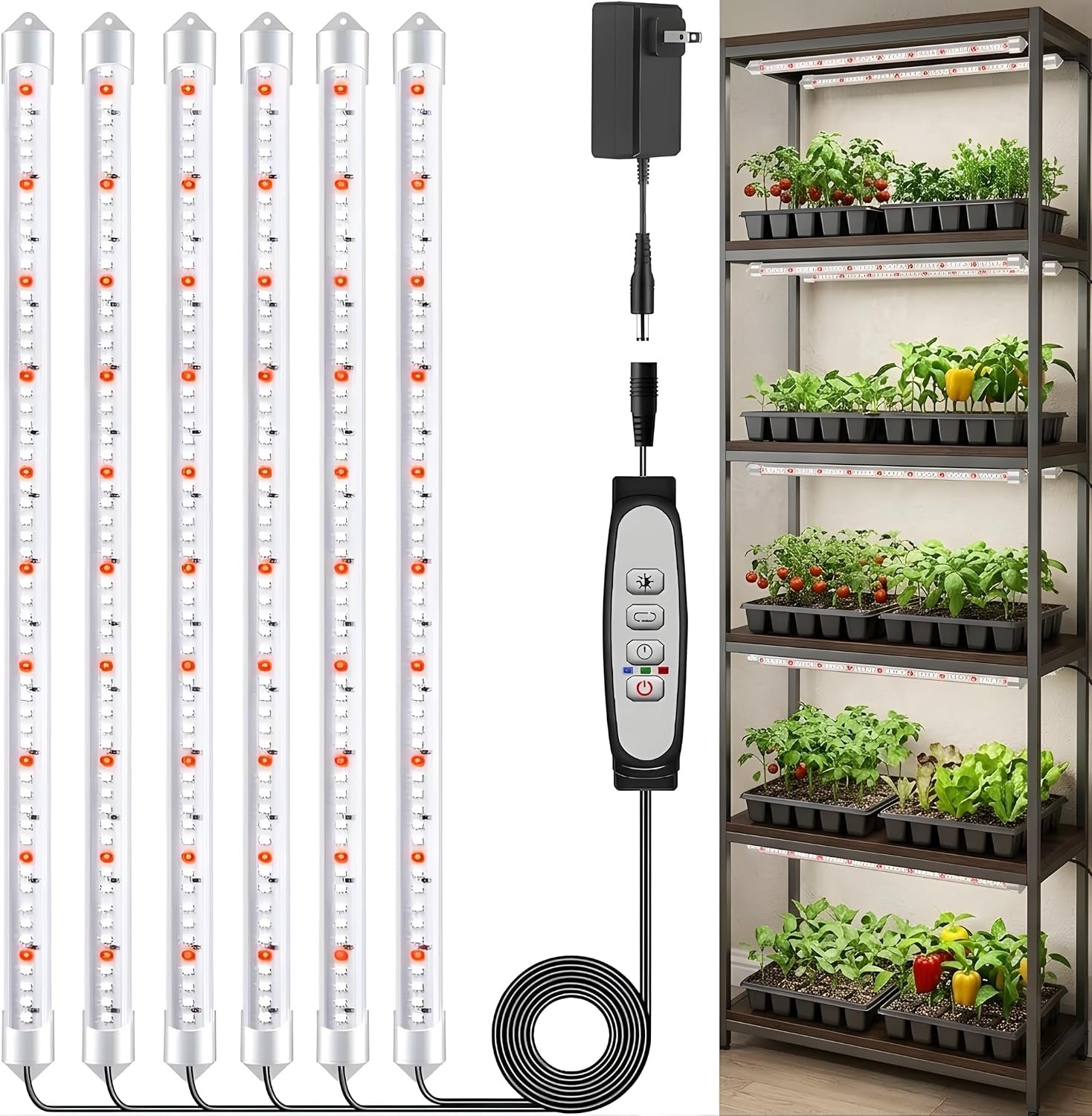 SDOVUERC 16” 6 Bars Grow Light Strips for Indoor Shelves Plants Growing.