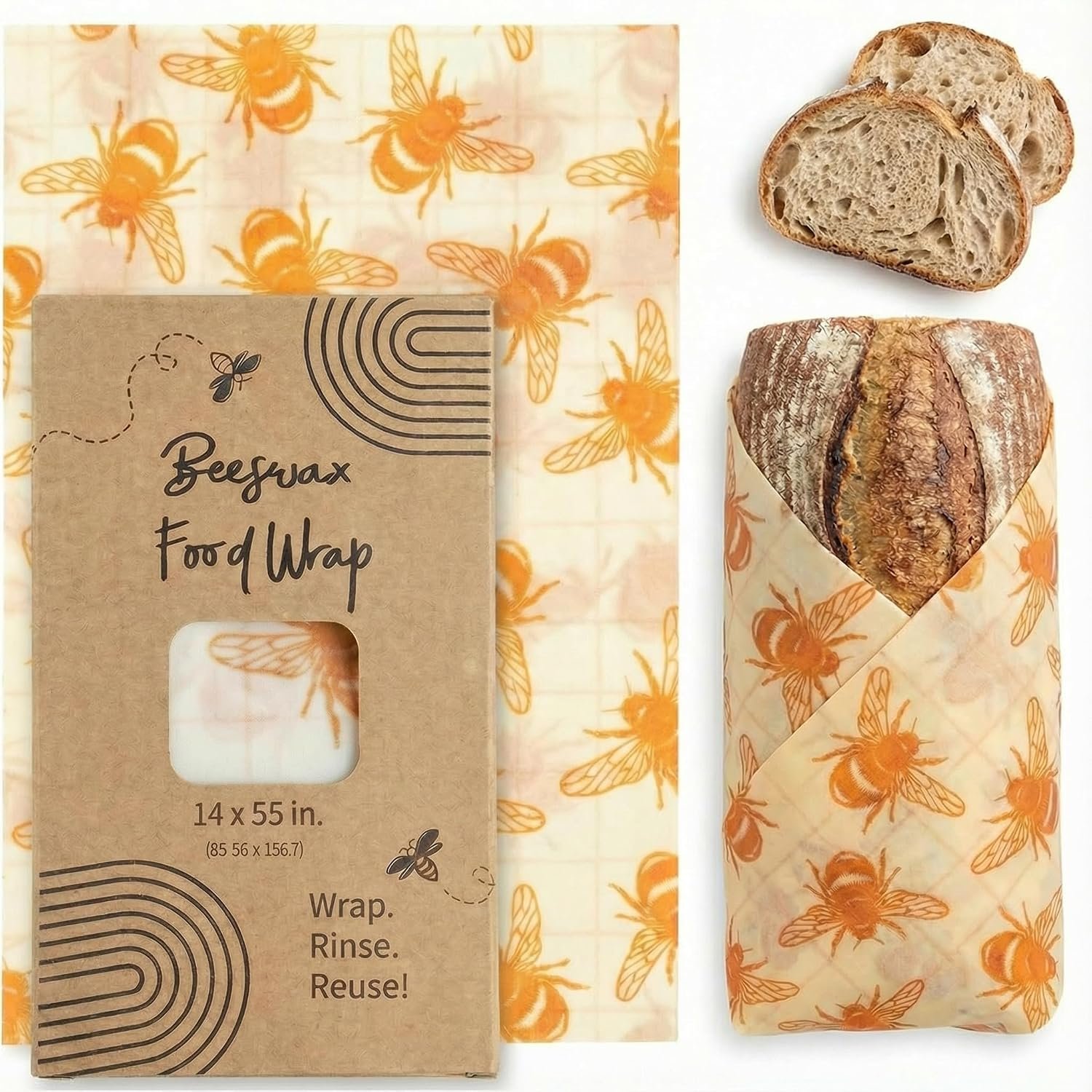 14×55 Inch Beeswax Wrap Roll for Food, Cut to Size Paper
