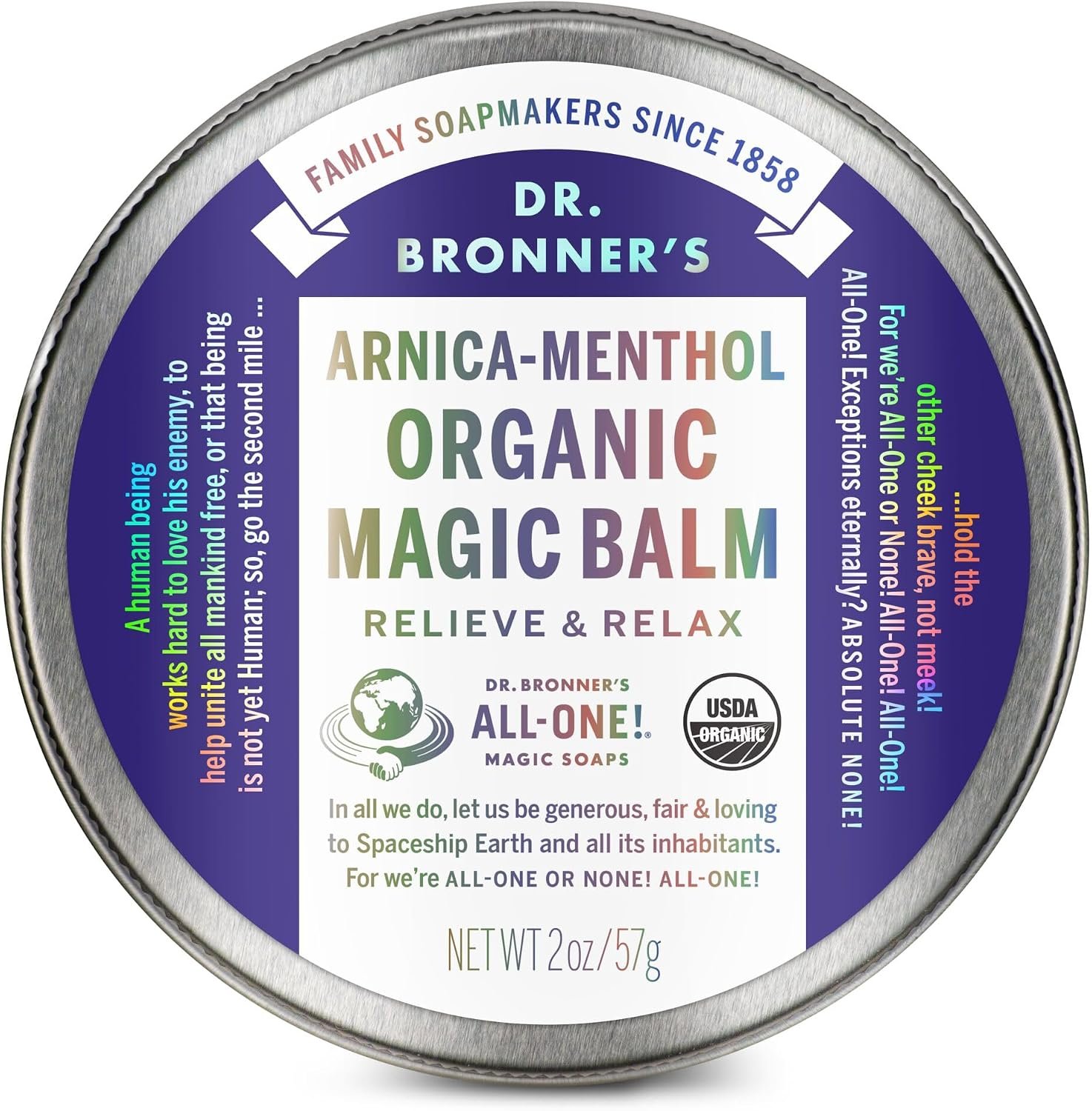 Dr. Bronner’s – Organic Magic Balm (Arnica-Menthol, 2 Ounce) – Made with Organic Beeswax and Organic Hemp Oil, Relieves and Relaxes Sore Muscles and Achy Joints, Moisturizes and Soothes Dry Skin