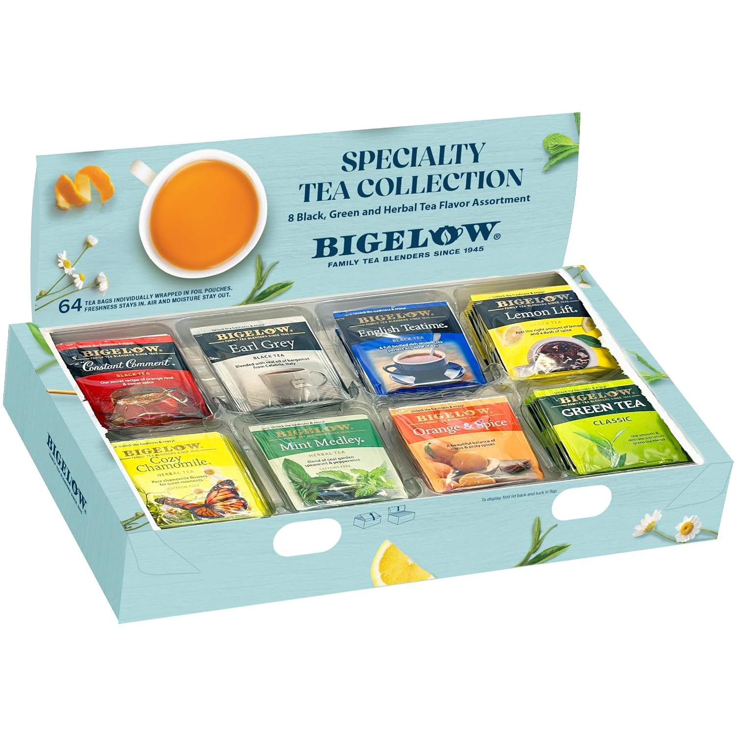 Bigelow Tea Collection, Variety Gift Box Sampler, 64 Tea Bags, (Pack of 1)