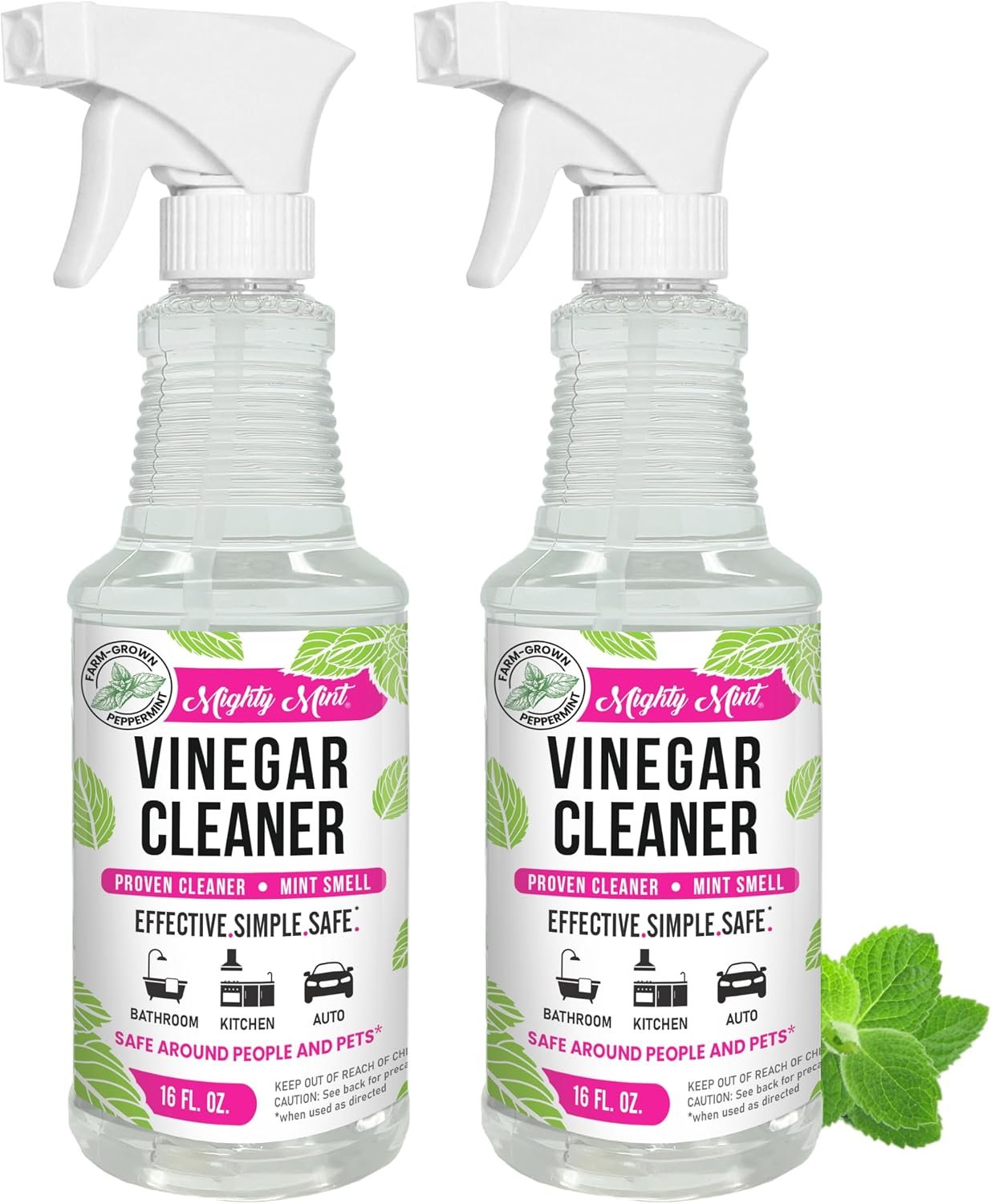 Mighty Mint Vinegar Cleaner, All-Purpose Spray, 16oz, 2 Pack