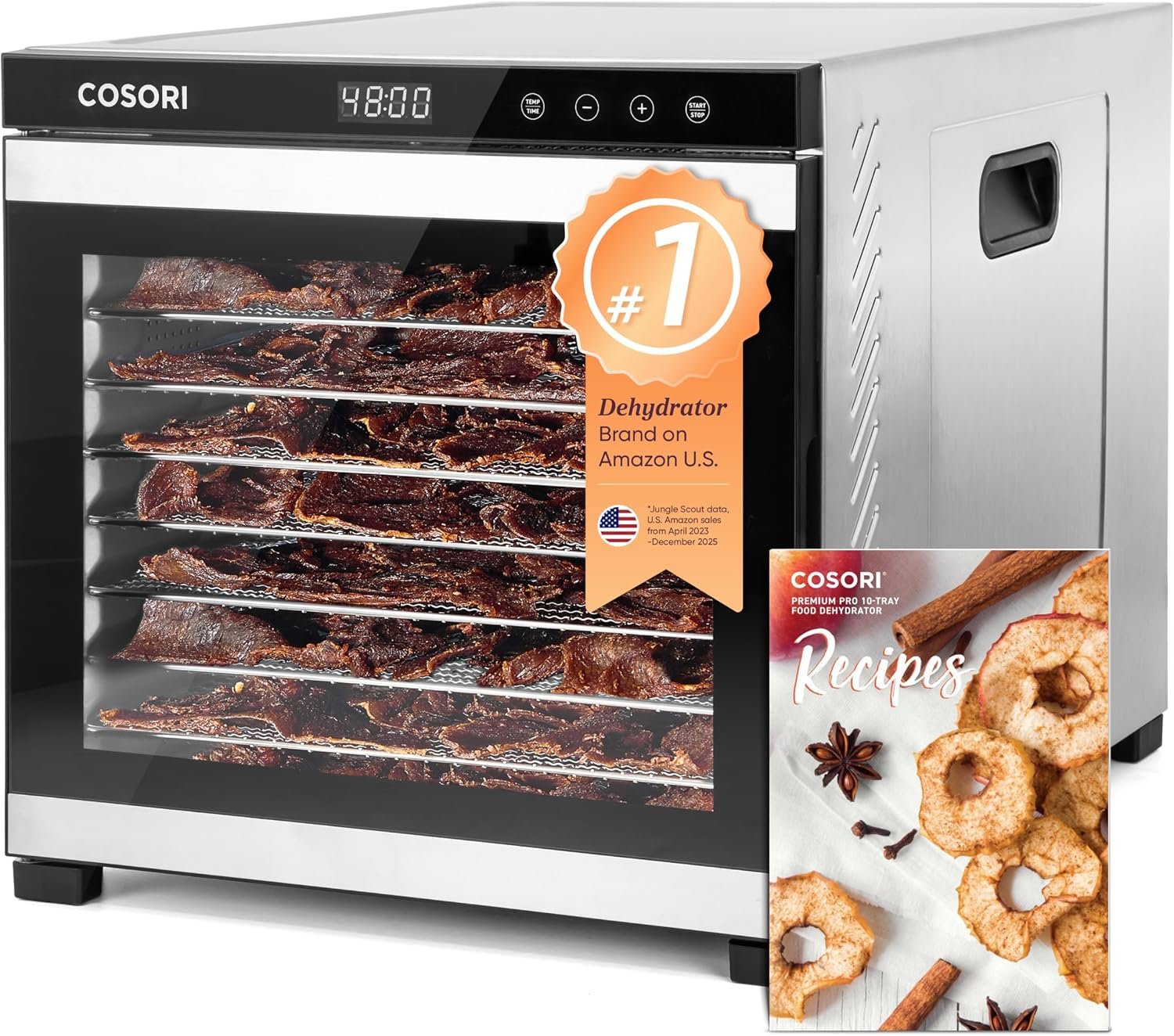 Cosori Food Dehydrator, 10 Stainless Steel Trays with 16.2 ft² Drying Space