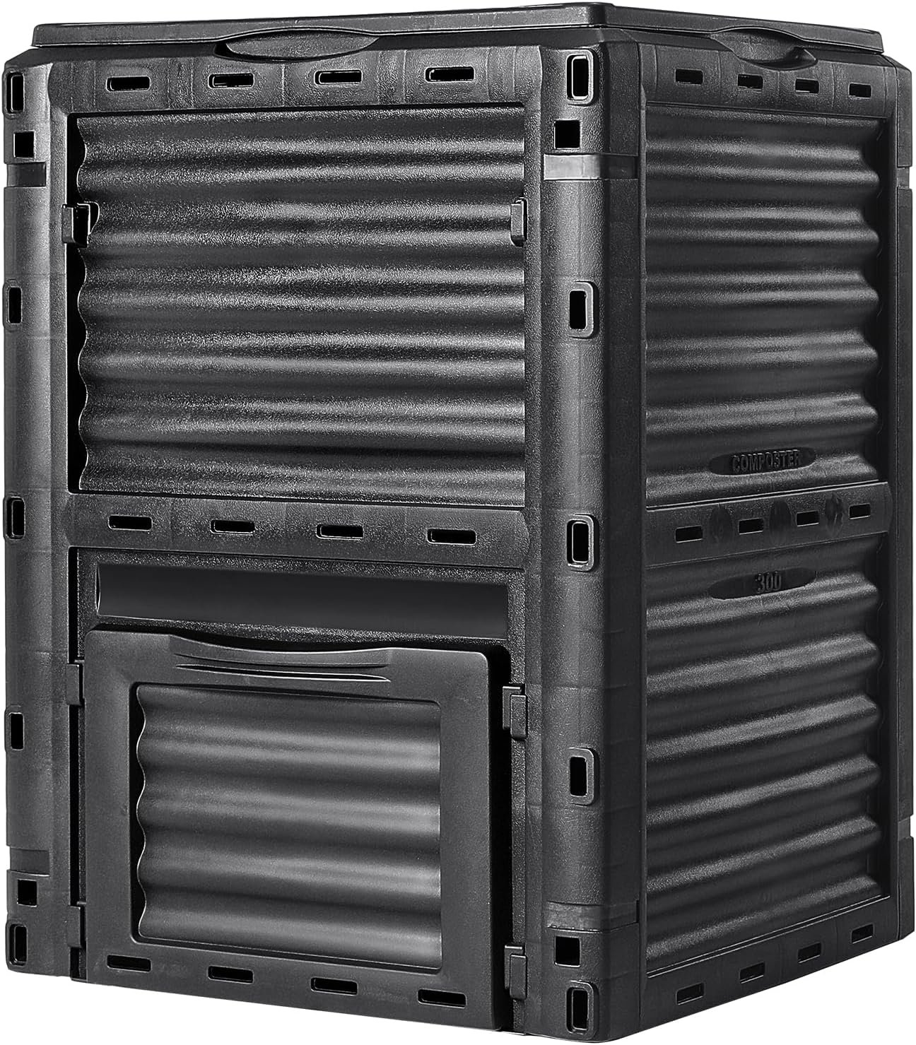 VEVOR Garden Compost Bin 80 Gallon, BPA Free Composter, Large Capacity Outdoor Composting Bin with Top Lid and Bottom Door, Easy Assembling, Lightweight, Fast Creation of Fertile Soil