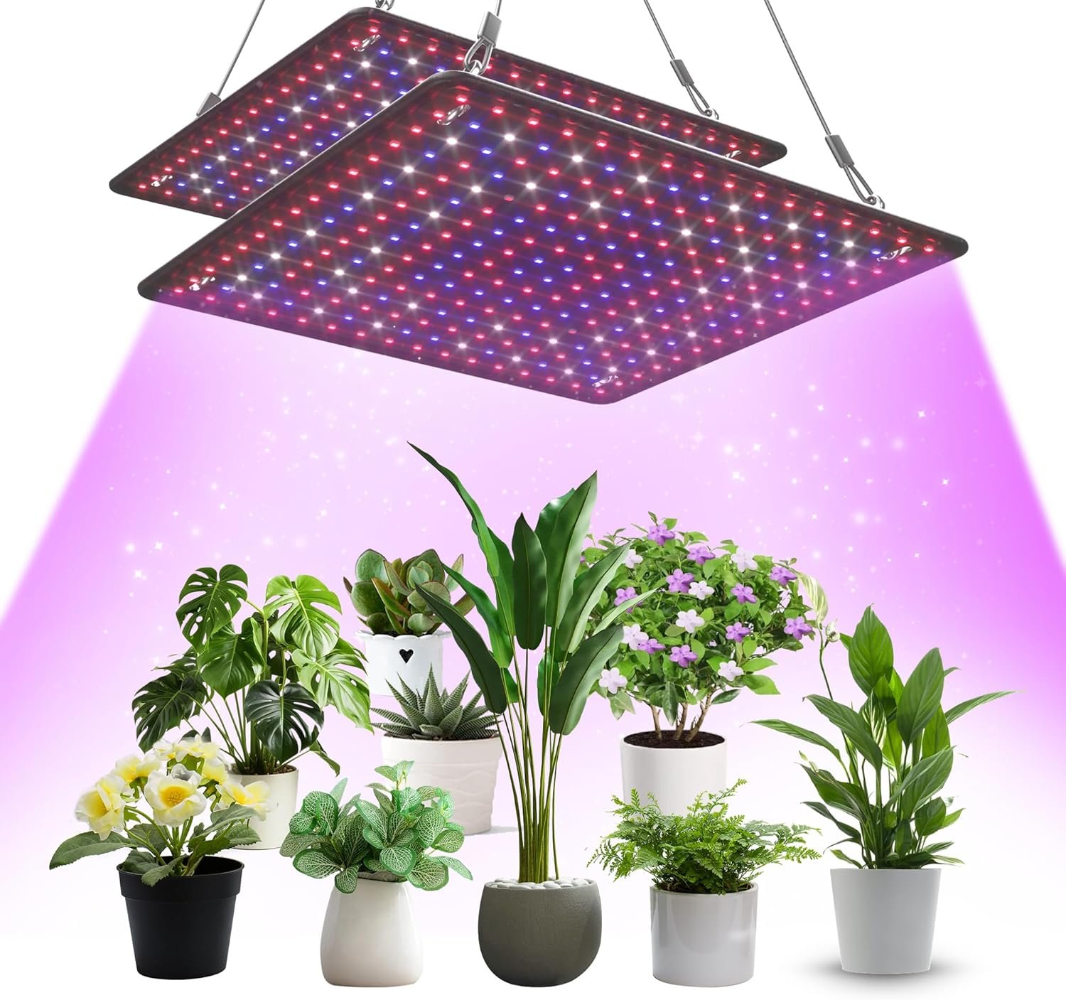2 Pack LED Grow Light Panel Full Spectrum Lamp for Indoor Plants