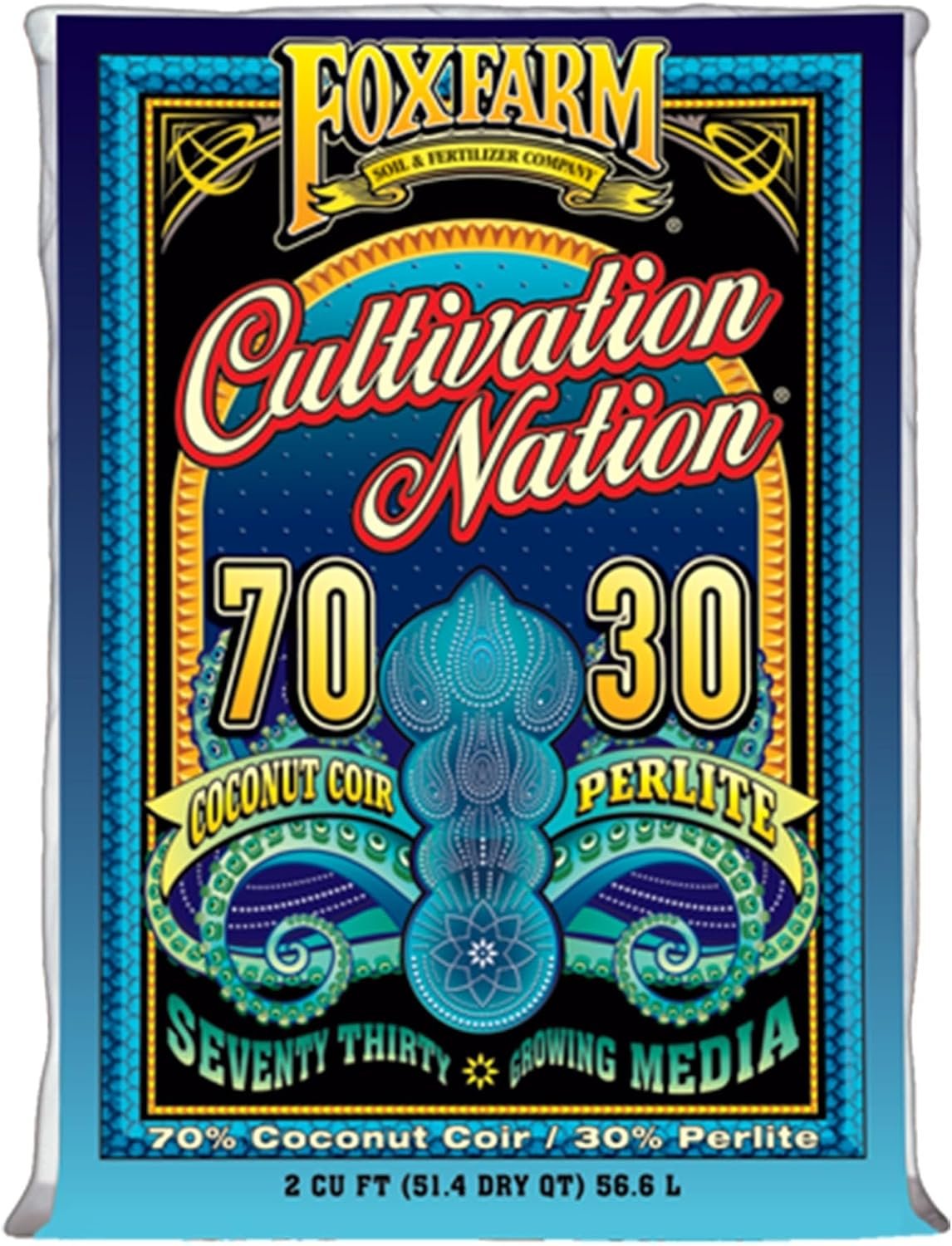 FoxFarm Cultivation Nation 70:30 Growing Media, 2cu ft – Mix of Coconut Coir and Perlite – Provides Aeration and Drainage, Use for Indoor/Outdoor Container Gardens