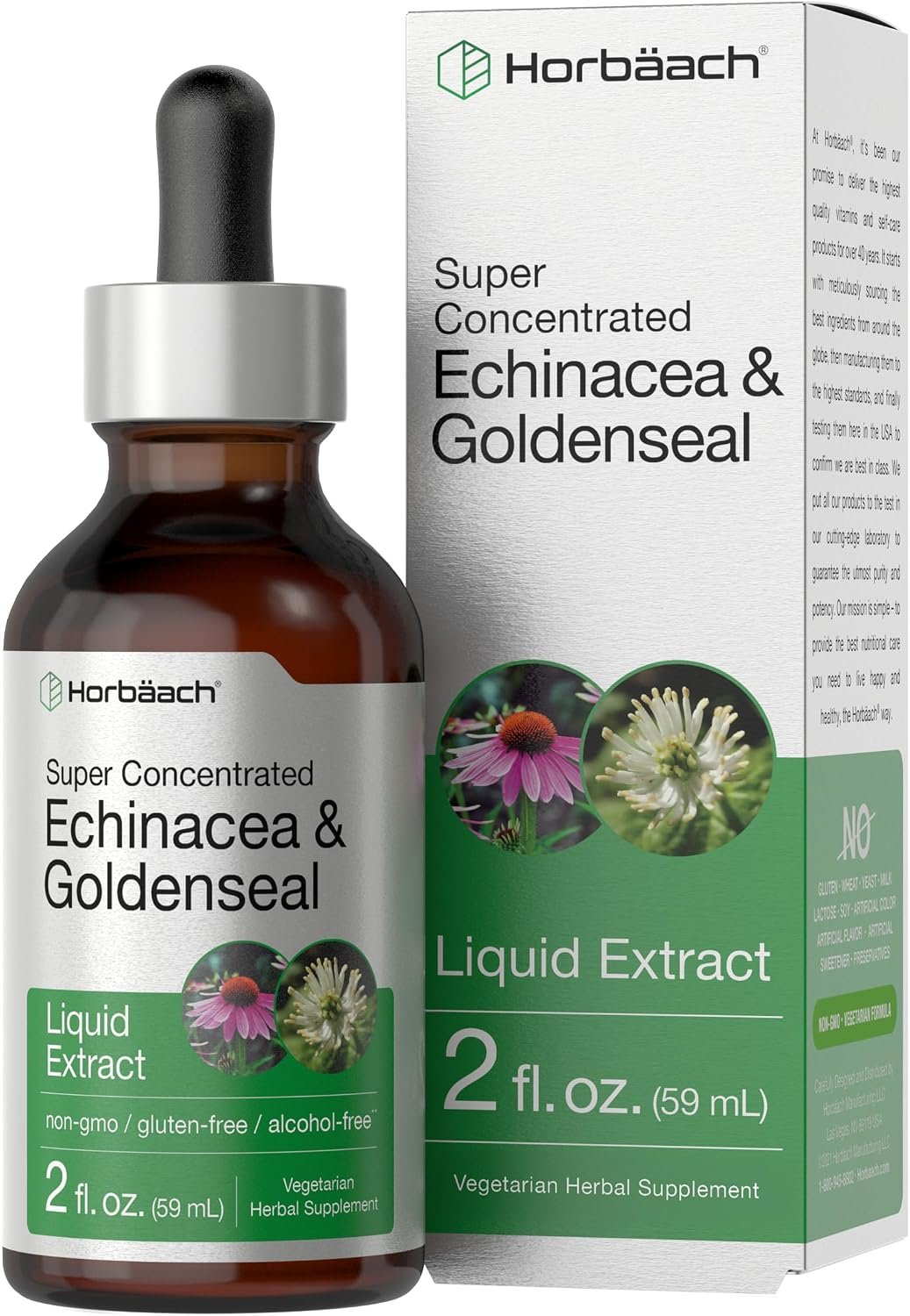 Horbäach Echinacea Goldenseal Liquid Tincture Drops | 2 fl oz