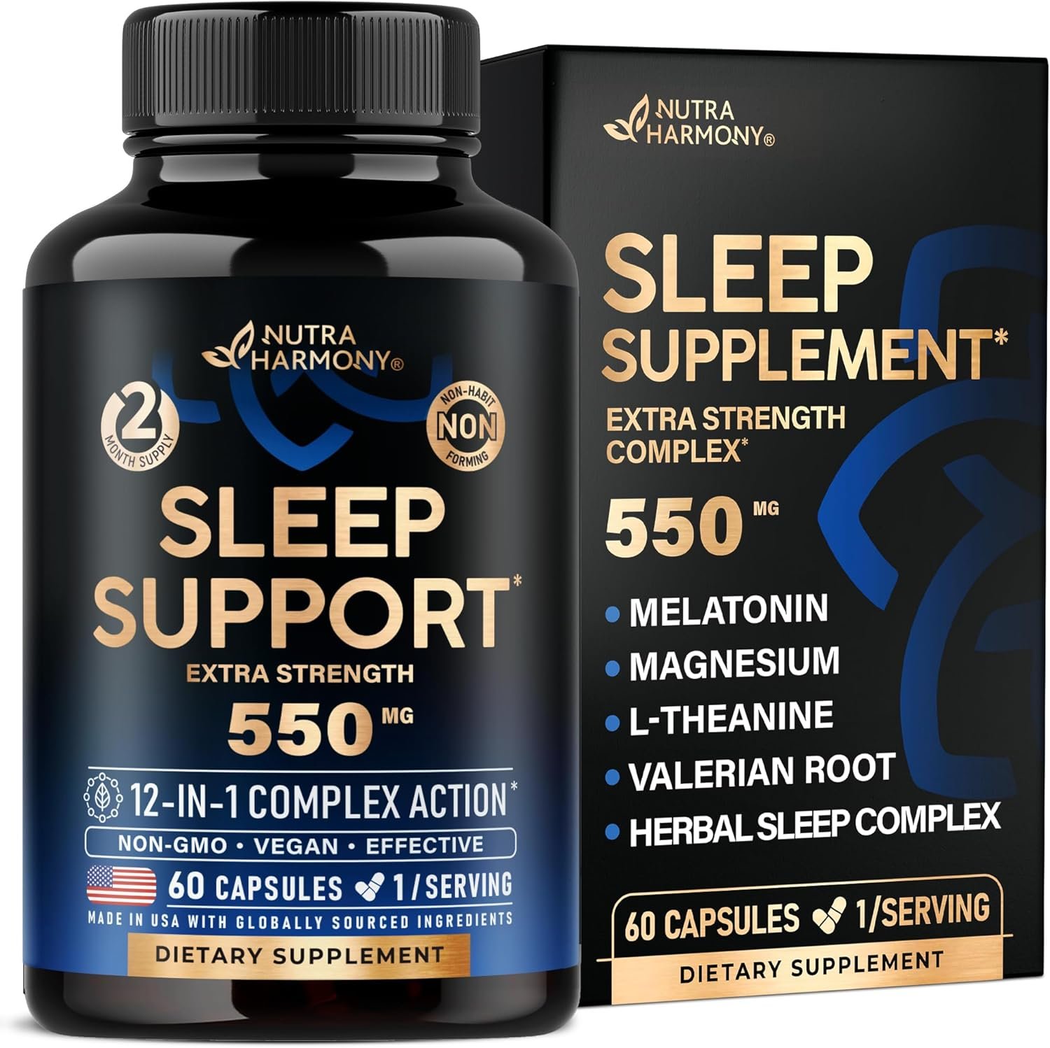 Sleeping Pills – Melatonin | Valerian Root | L-Theanine | Magnesium, 60 ct