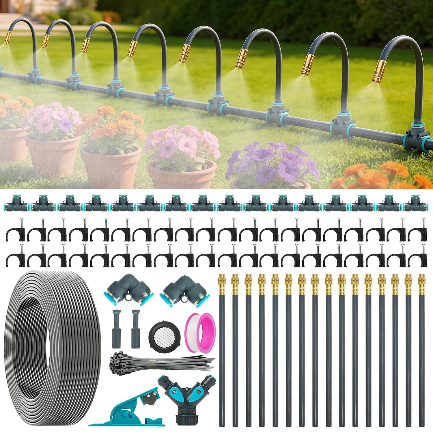 360°Adjustable Drip Irrigation System,100FT Irrigation System for Garden