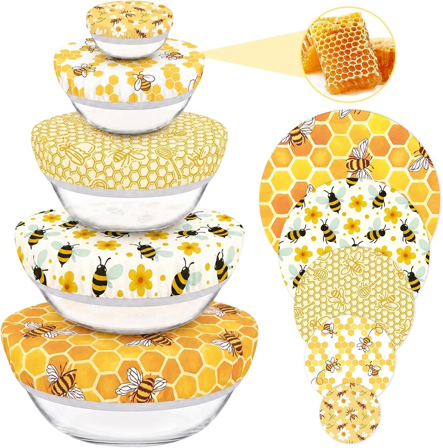 Sitsink Beeswax Bowl Covers Bee Reusable Food Wrap 5 Pack