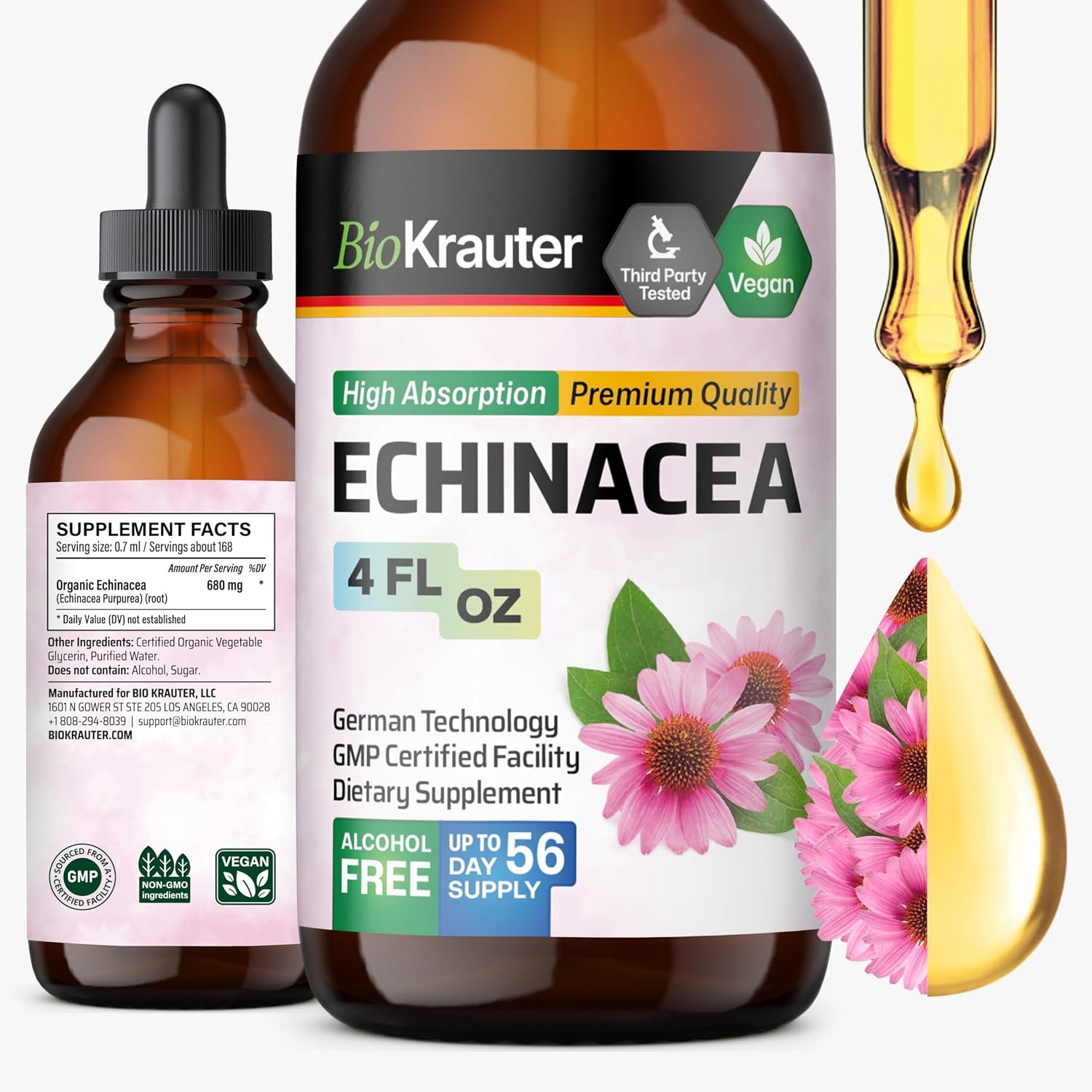 BIO KRAUTER Echinacea for Immune & Respiratory Support, 4 Fl.Oz