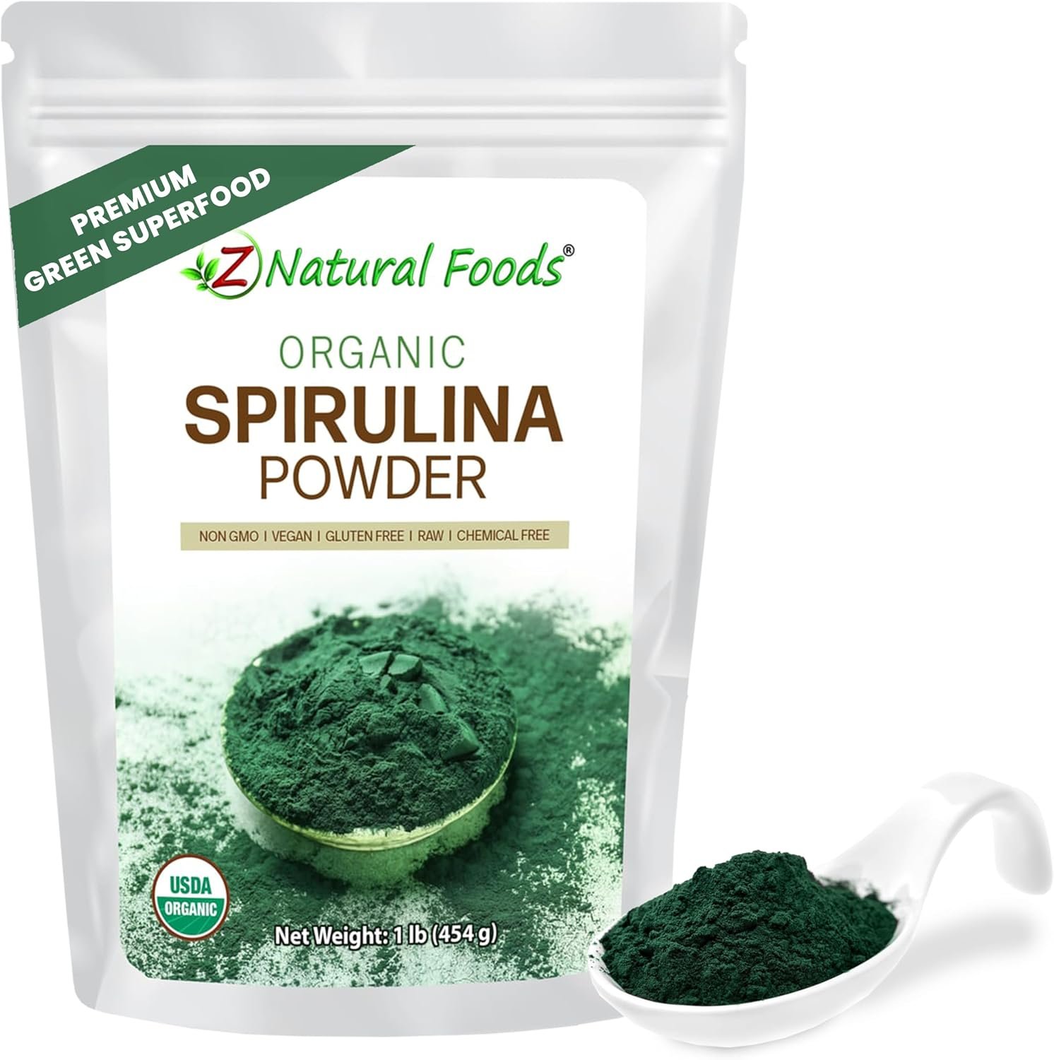 Z Natural Foods Organic Spirulina Powder – 16 oz (Pack of 1)