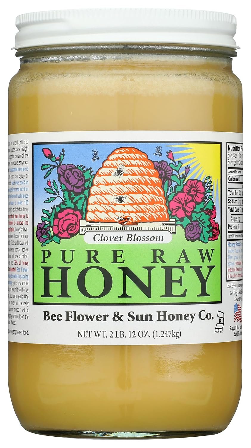 Bee Flower & Sun, Honey Raw Clover Blossom, 44 Ounce
