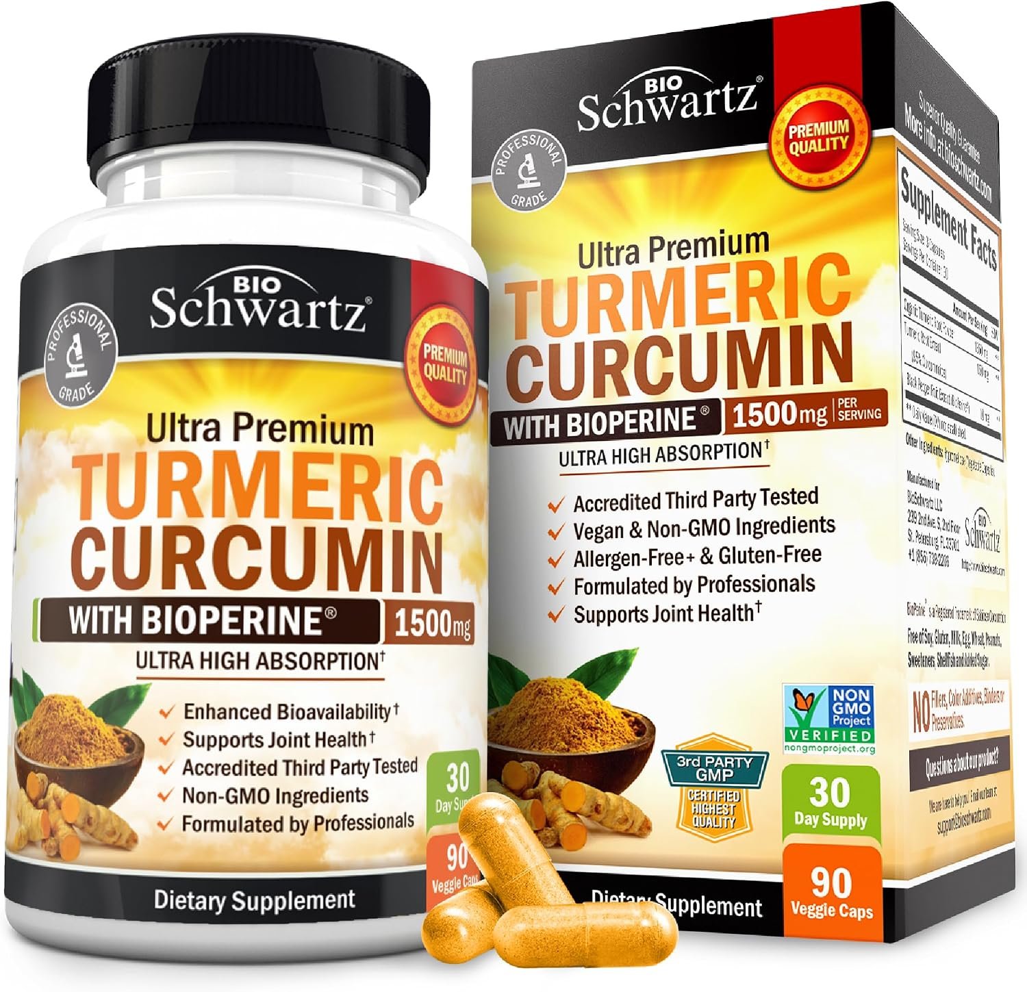 Turmeric Curcumin with Black Pepper Extract 1500mg – Turmeric Supplement