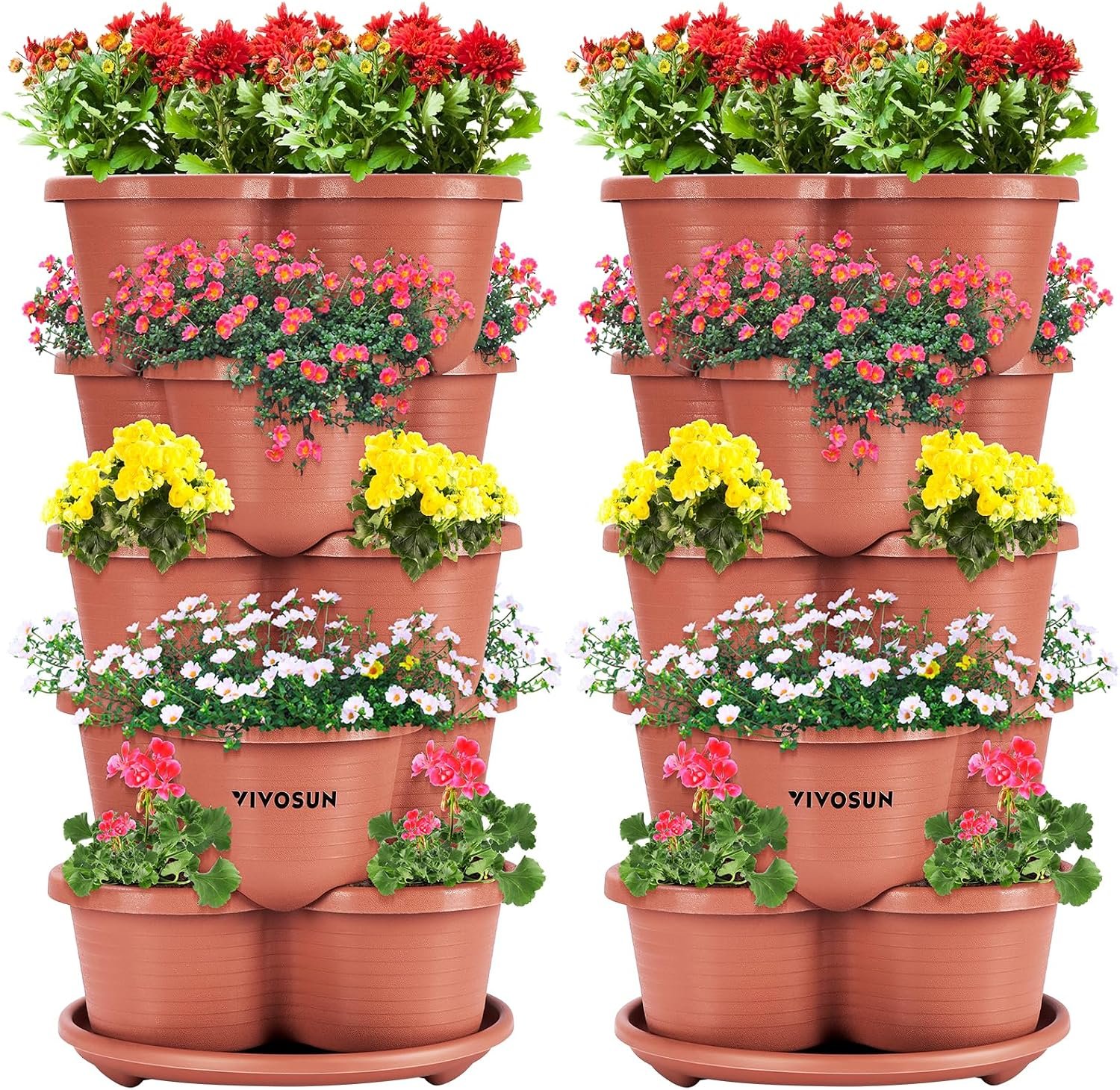 VIVOSUN 2-Pack 5 Tier Vertical Gardening Stackable Planter for Strawberries